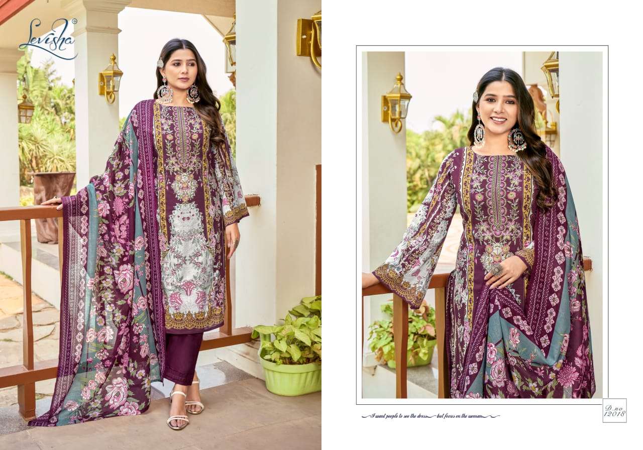 LEVISHA NAIRA NX VOL 12 COTTON DIGITAL PAKISTANI PRINT WITH FANCY WORK SUIT