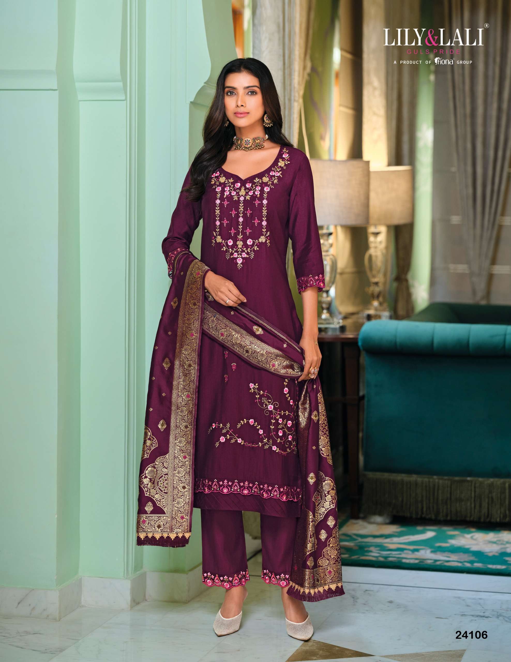 LILY AND LALI HASMEENA VOL 5 VISCOSE DESIGNER WORK LADIES SUIT