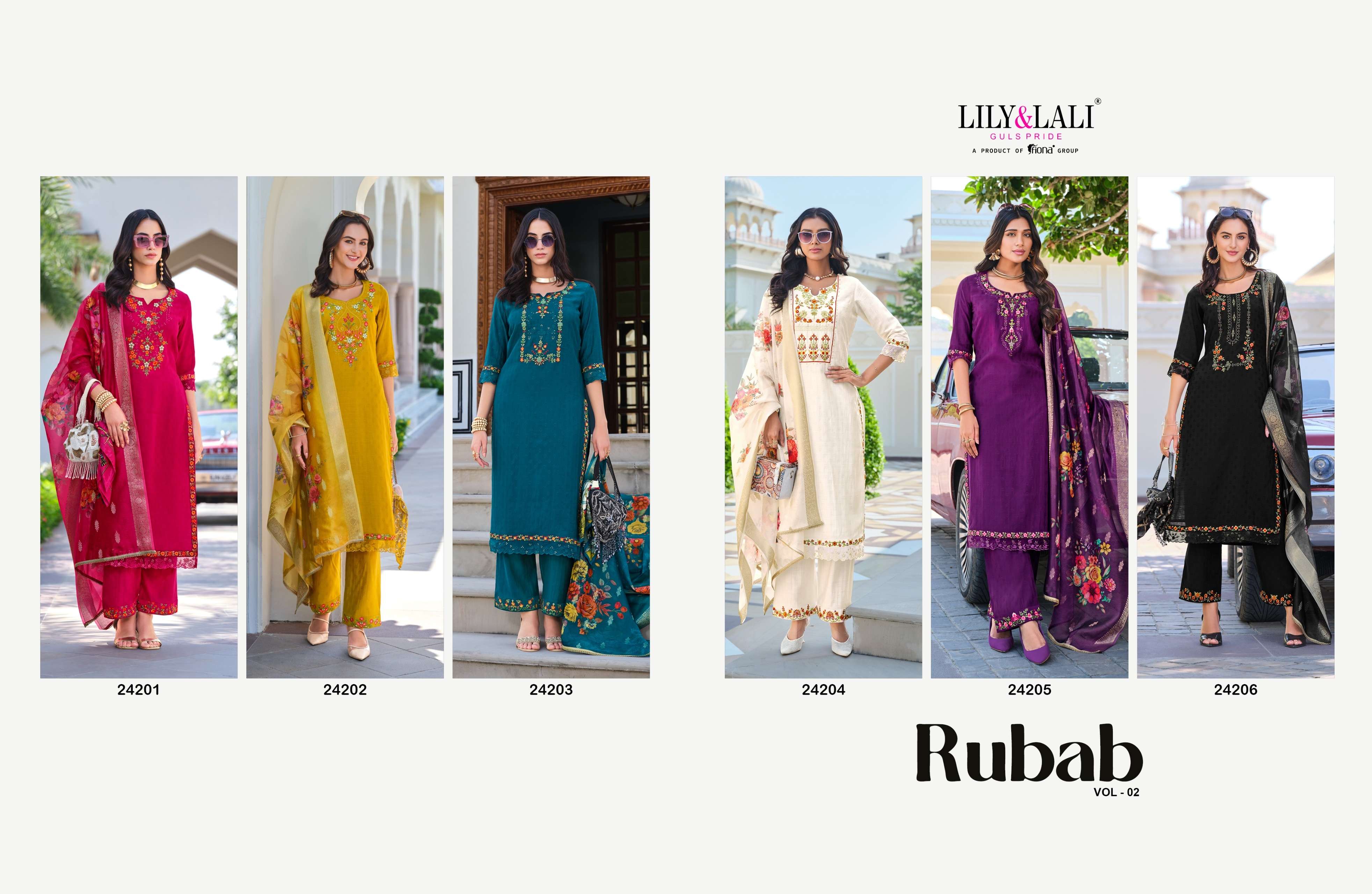 LILY AND LALI RUBAB VOL 2 VISCOSE BEAUTIFUL LOOK DESIGNER LADIES SUIT