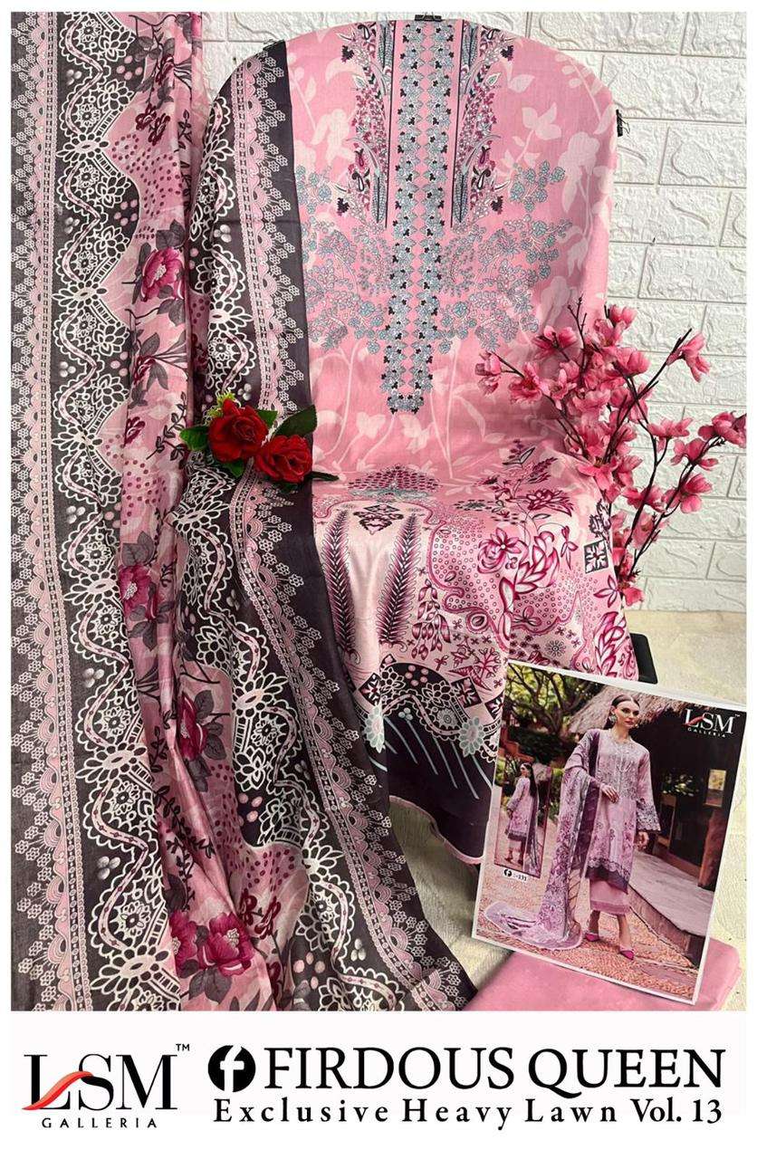 LSM GALLERIA FIRDOUS QUEEN LAWN VOL 13 LAWN COTTON DIGITAL PRINT SUIT