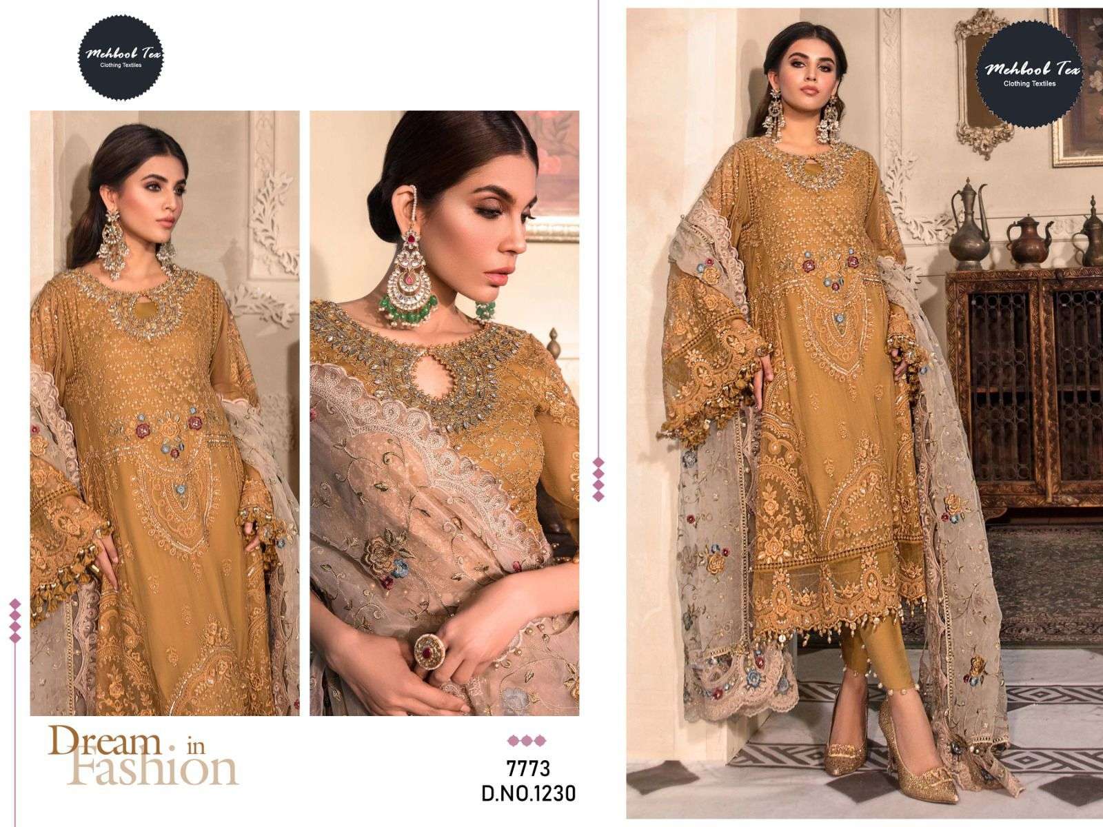MEHBOOB TEX DESIGN NO - 1230 GEORGETTE EMBROIDERED WORK PARTY WEAR SUIT