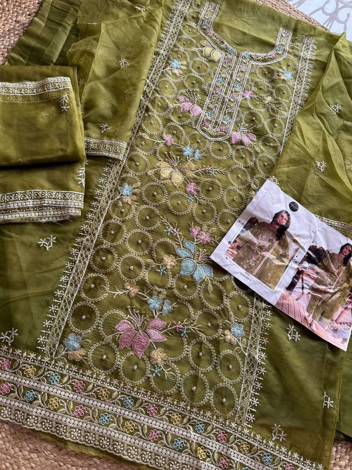 MEHBOOB TEX DESIGN NO - 1511 ABCD ORGANZA EMBROIDERED HEAVY HAND WORK PARTY WEAR SUIT