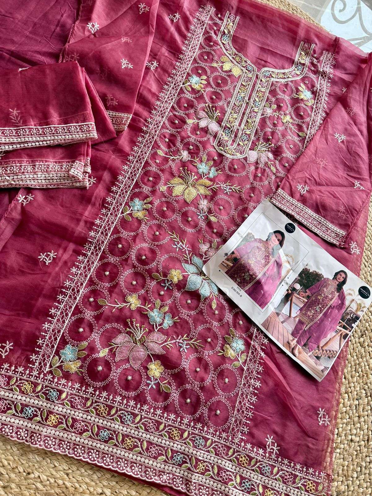 MEHBOOB TEX DESIGN NO - 1511 ABCD ORGANZA EMBROIDERED HEAVY HAND WORK PARTY WEAR SUIT