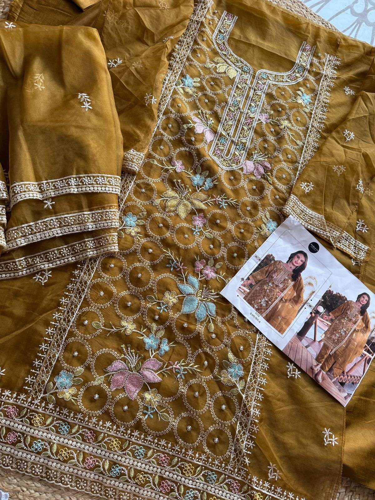 MEHBOOB TEX DESIGN NO - 1511 ABCD ORGANZA EMBROIDERED HEAVY HAND WORK PARTY WEAR SUIT