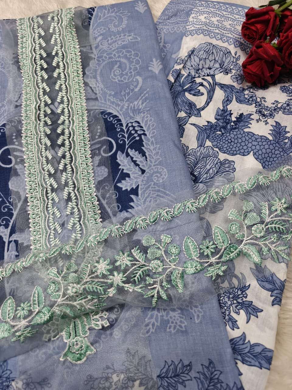MEHBOOB TEX DESIGN NO - 1511 ABCD ORGANZA EMBROIDERED HEAVY HAND WORK PARTY WEAR SUIT
