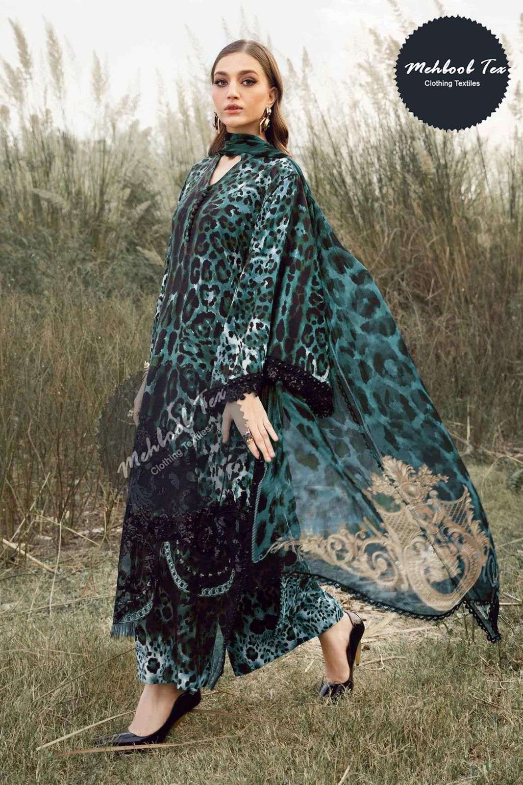 MEHBOOB TEX DESIGN NO - 1516 ABC PURE COTTON PRINT EXCLUSIVE PATCH EMBROIDERED SALWAR SUIT