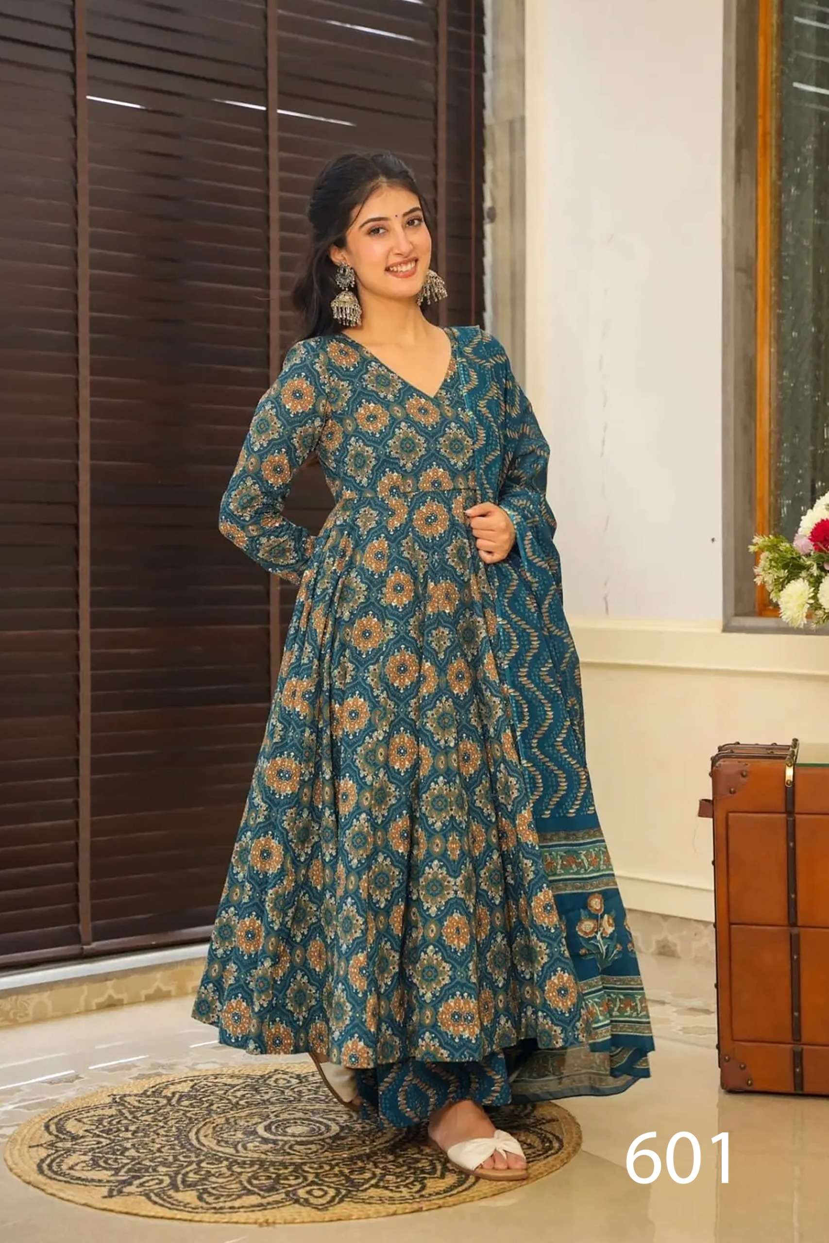 MF CLORA VOL 6 MUSLIN DIGITAL PRINT WITH FANCY GOWN WITH BOTTOM AND DUPATTA SET