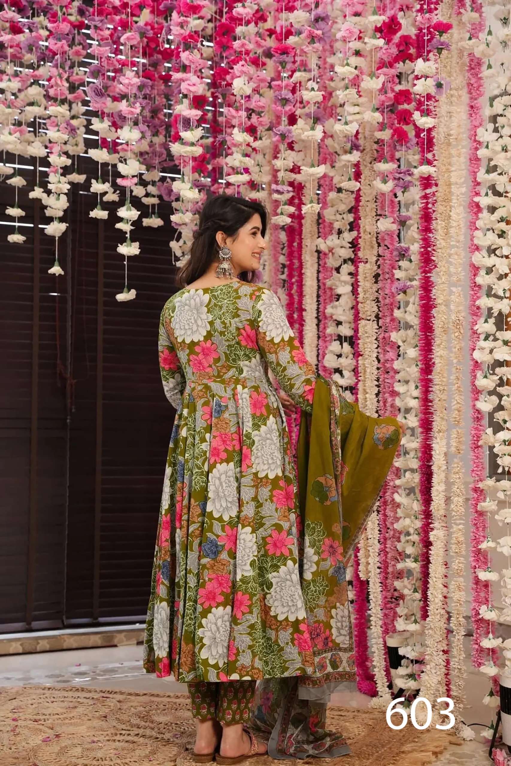 MF CLORA VOL 6 MUSLIN DIGITAL PRINT WITH FANCY GOWN WITH BOTTOM AND DUPATTA SET