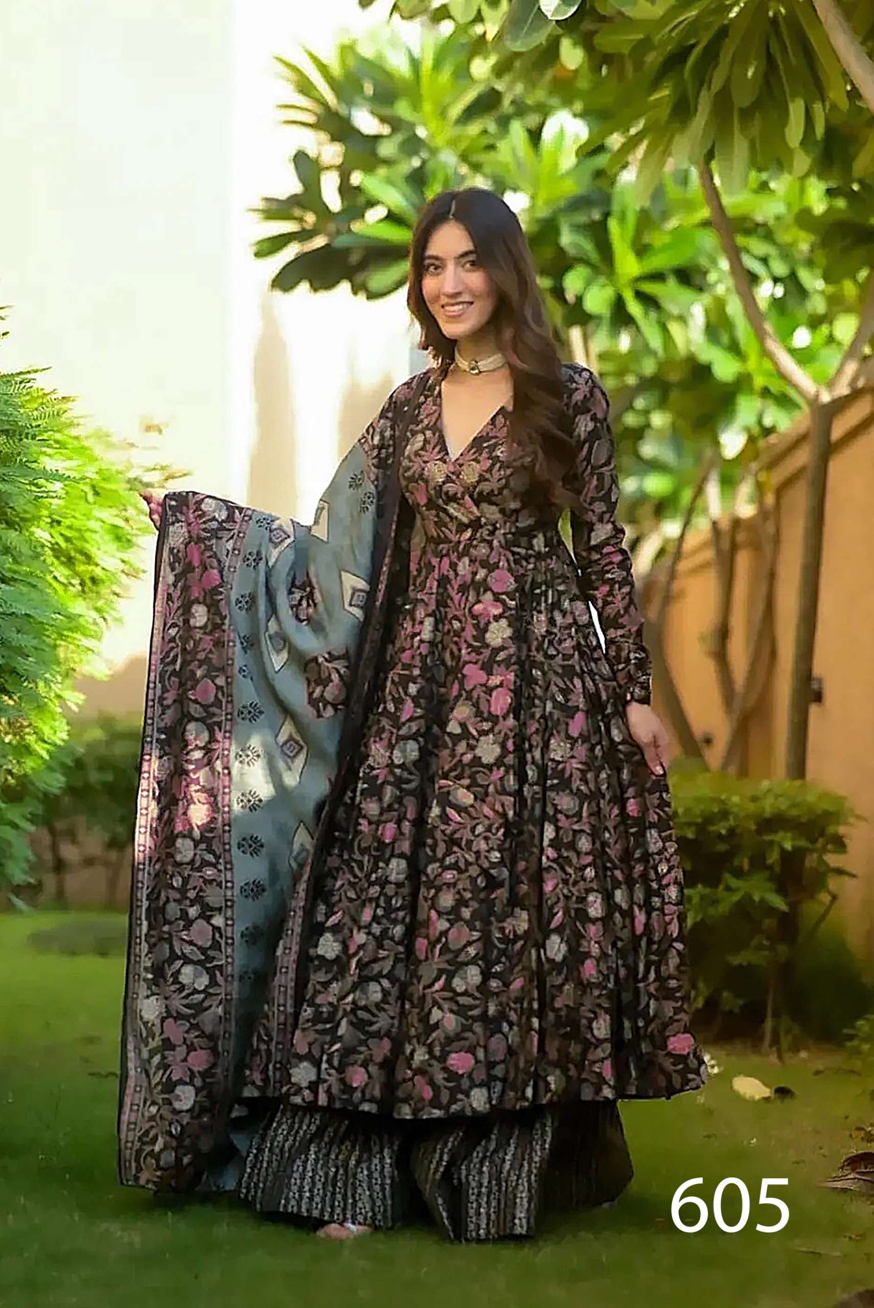 MF CLORA VOL 6 MUSLIN DIGITAL PRINT WITH FANCY GOWN WITH BOTTOM AND DUPATTA SET