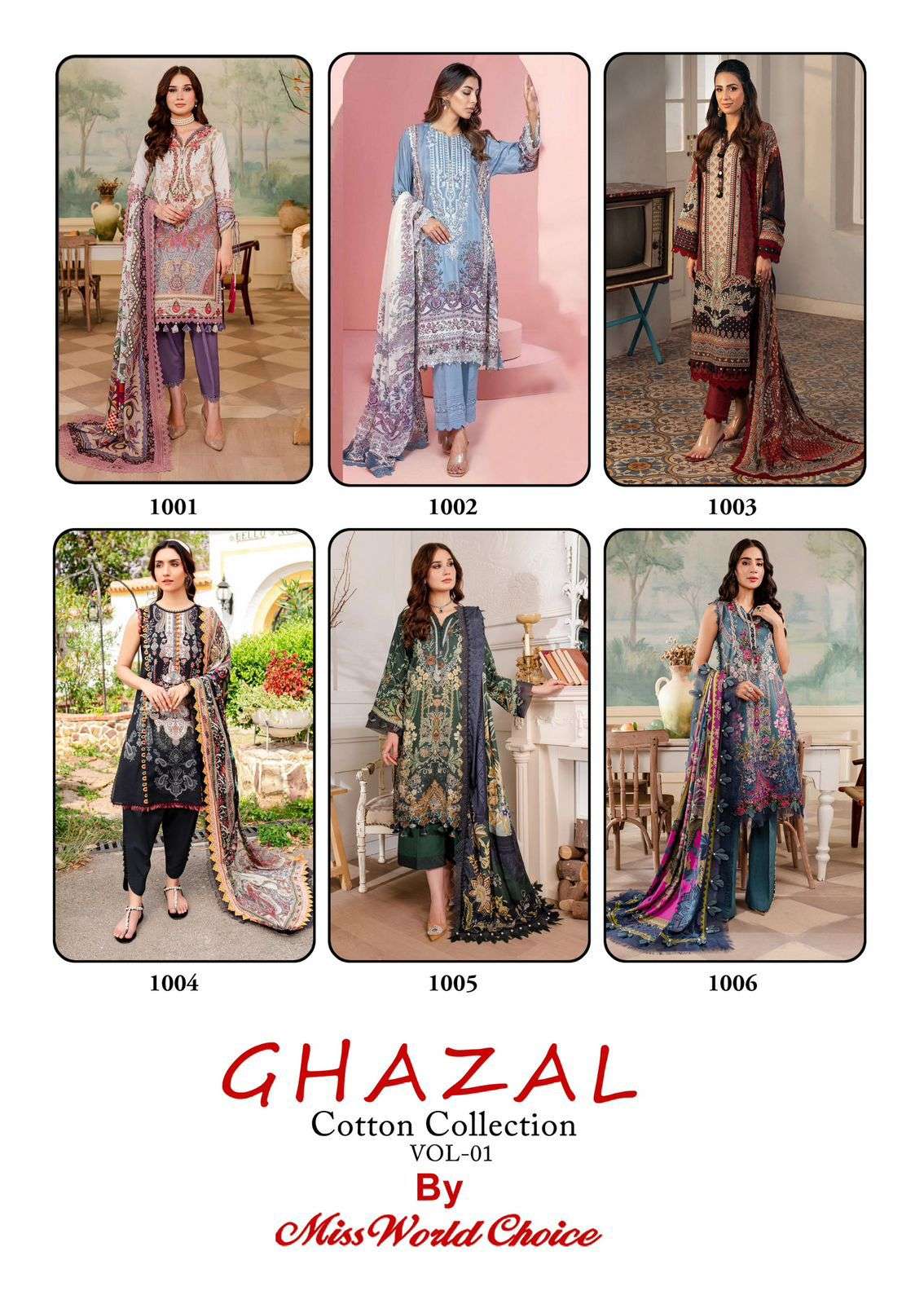 MISSWORLD CHOICE GHAZAL VOL 1 COTTON DIGITAL PRINTS SALWAR SUIT