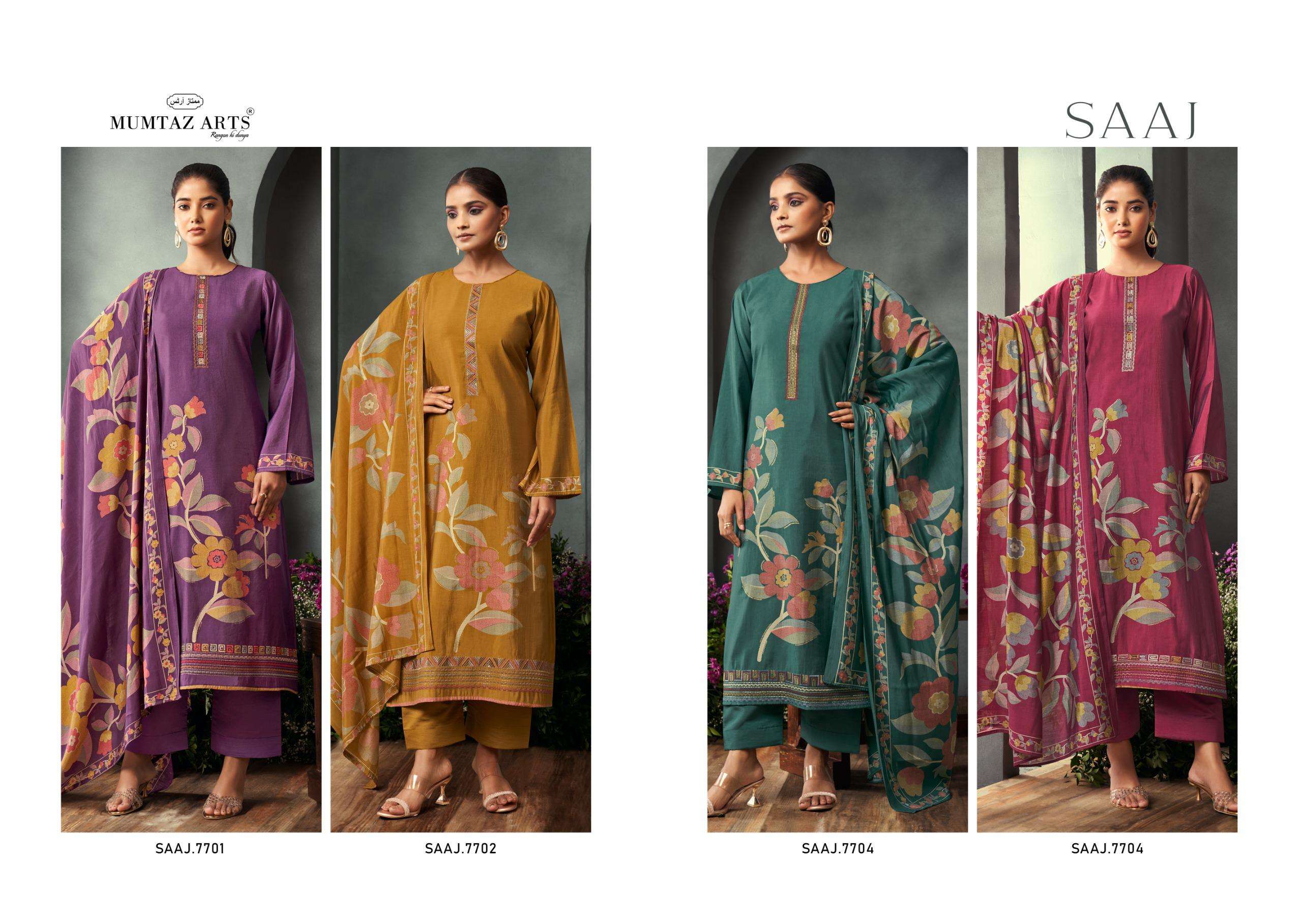 MUMTAZ ARTS SAAJ MUSLIN DIGITAL PRINT WITH FANCY EMBROIDERY WORK SUIT
