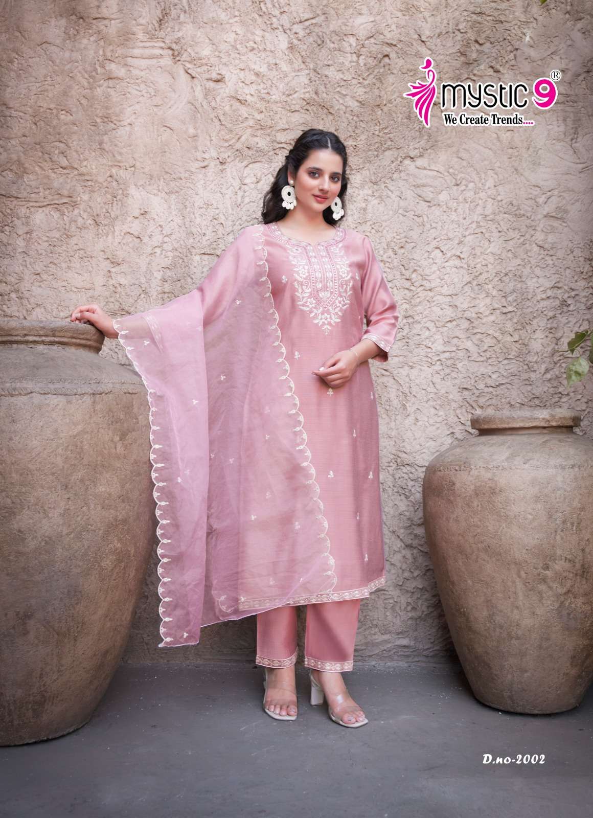 MYSTIC 9 FLORA VOL 2 VISCOSE FANCY WORK LADIES KURTI COMBO SET 