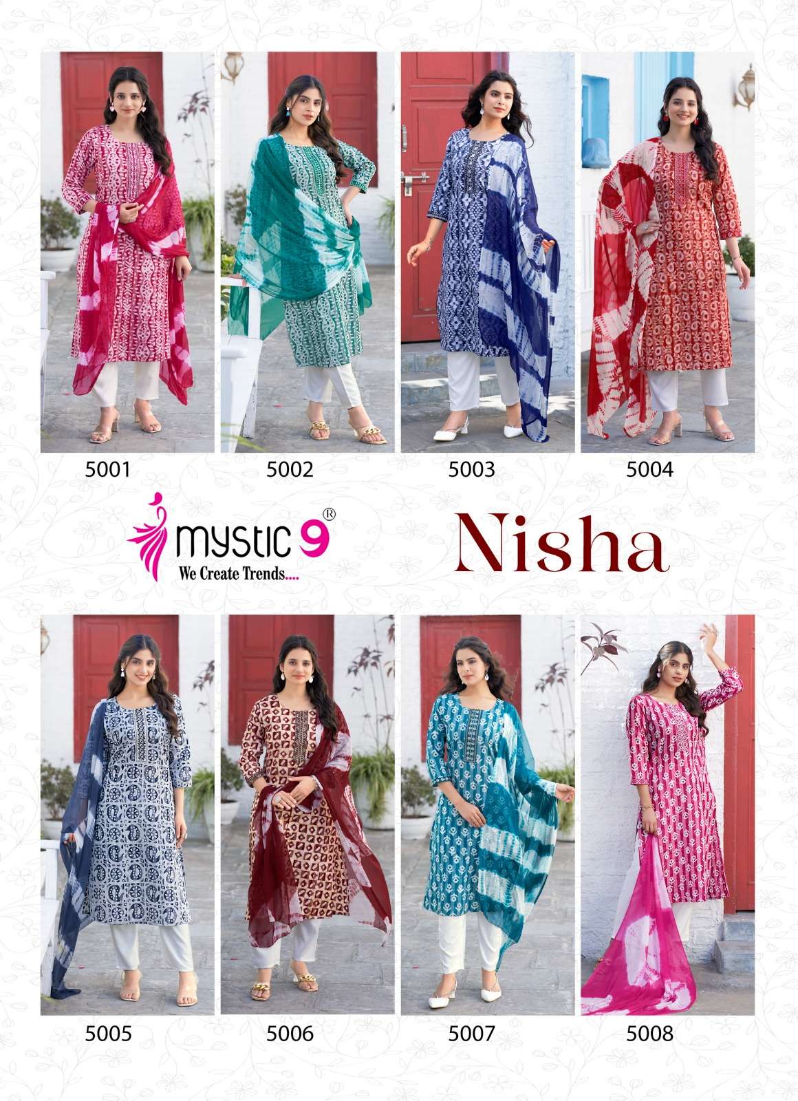 MYSTIC 9 NISHA VOL 4 COTTON BATIK PRINT FANCY KURTI COMBO SET 