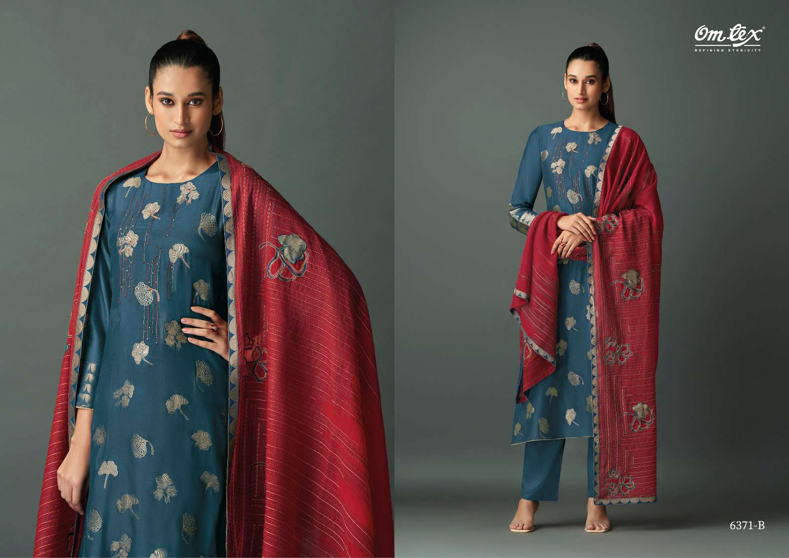 OMTEX RUKSANA MUSLIN JACQUARD DESIGNER WORK HEAVY SUIT