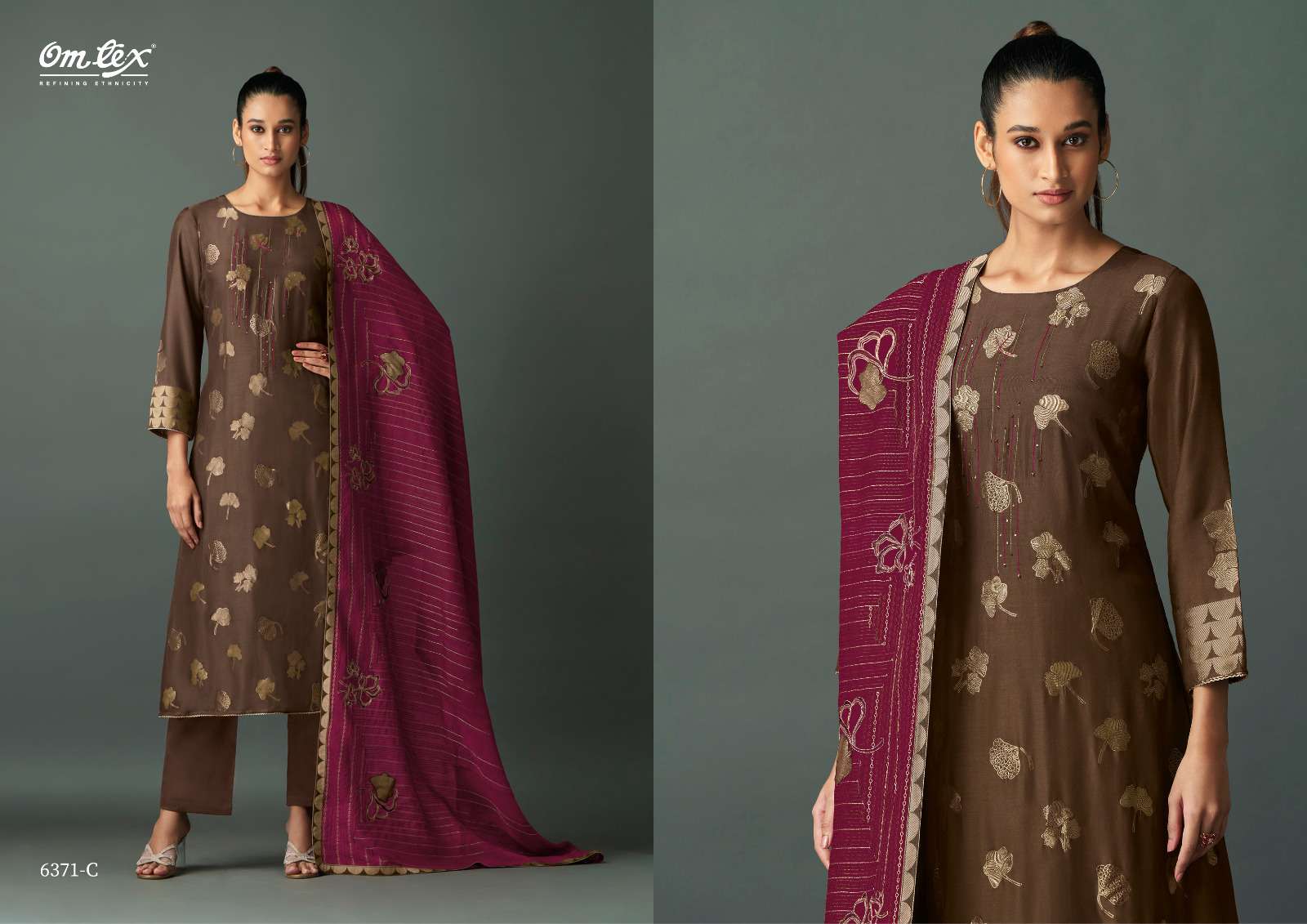 OMTEX RUKSANA MUSLIN JACQUARD DESIGNER WORK HEAVY SUIT