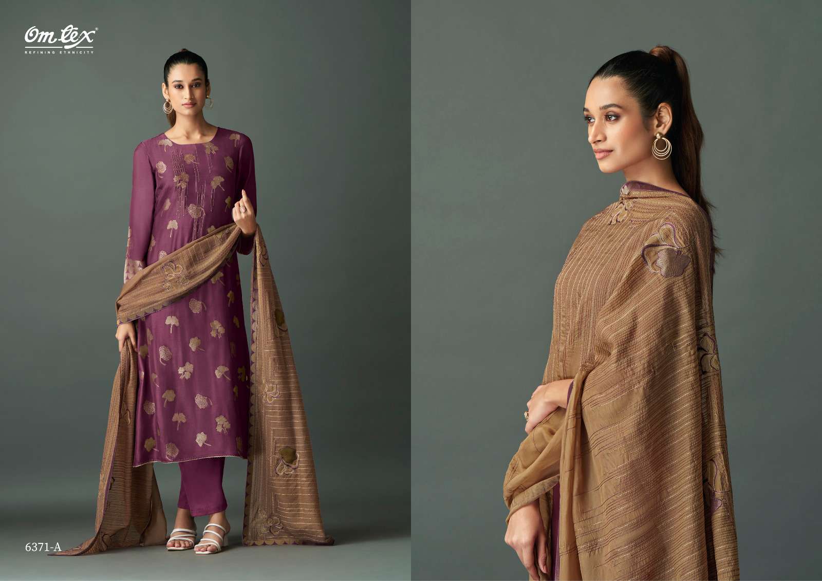 OMTEX RUKSANA MUSLIN JACQUARD DESIGNER WORK HEAVY SUIT