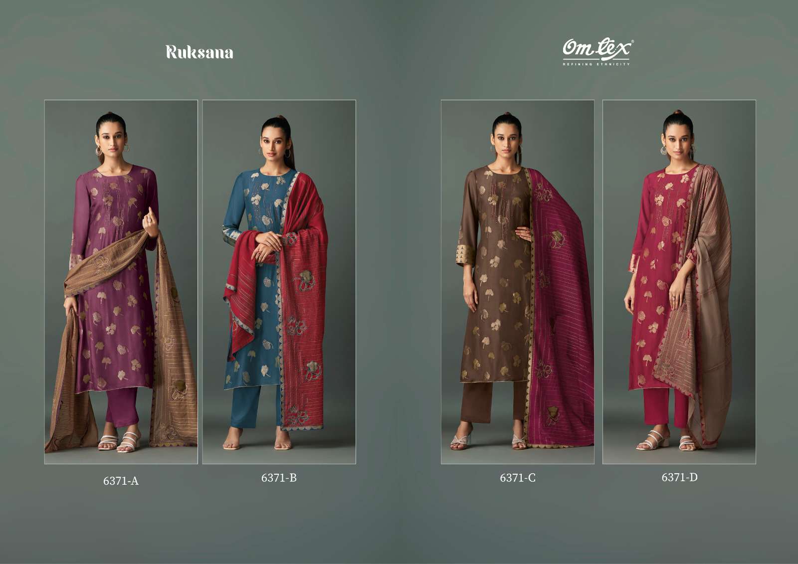 OMTEX RUKSANA MUSLIN JACQUARD DESIGNER WORK HEAVY SUIT