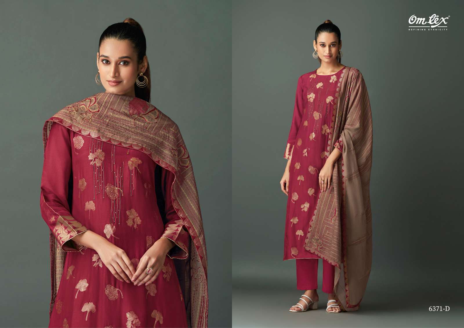 OMTEX RUKSANA MUSLIN JACQUARD DESIGNER WORK HEAVY SUIT