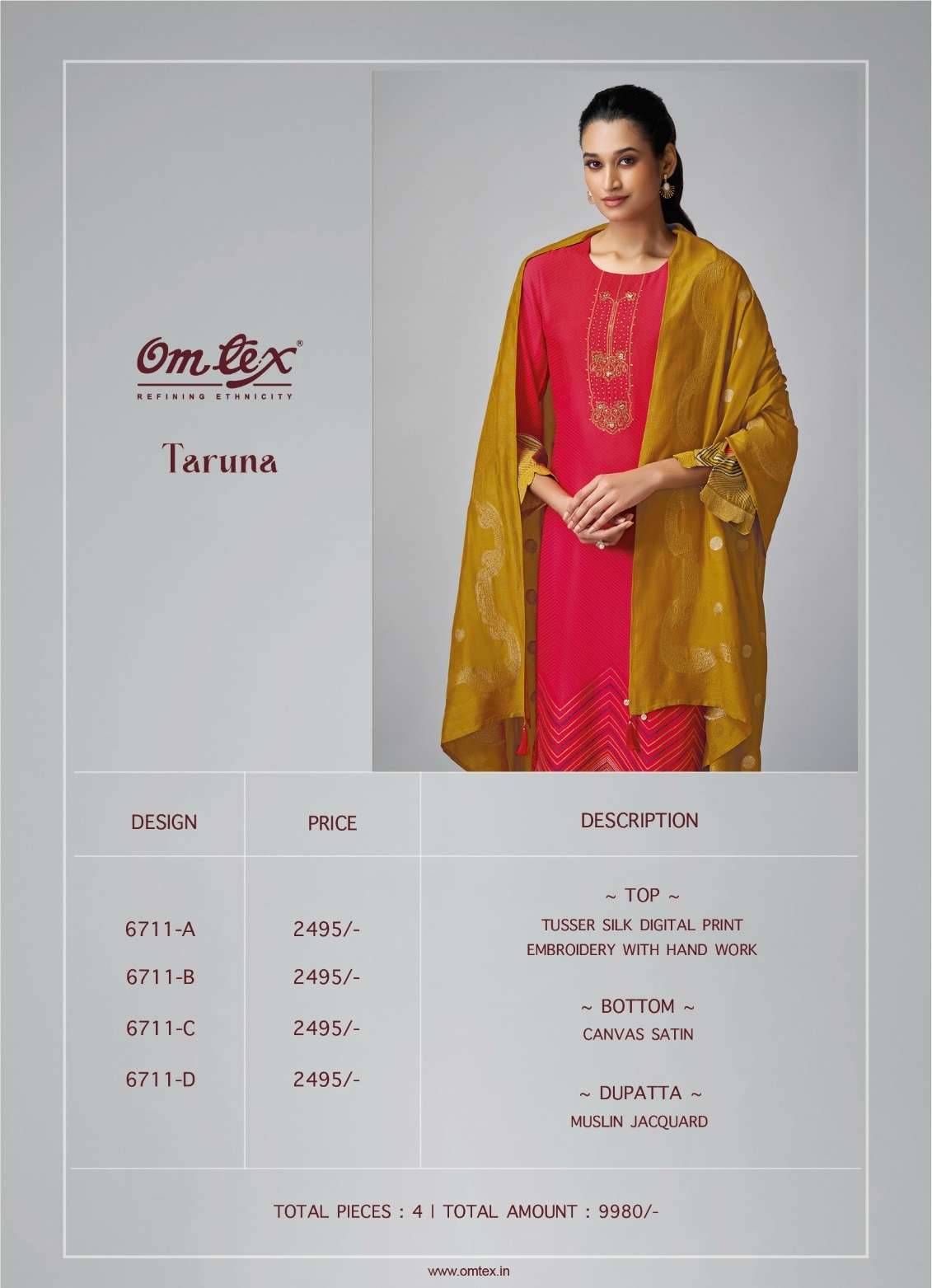 OMTEX TARUNA SILK DIGITAL PRINT WITH HAND WORK DESIGNER WORK SUIT