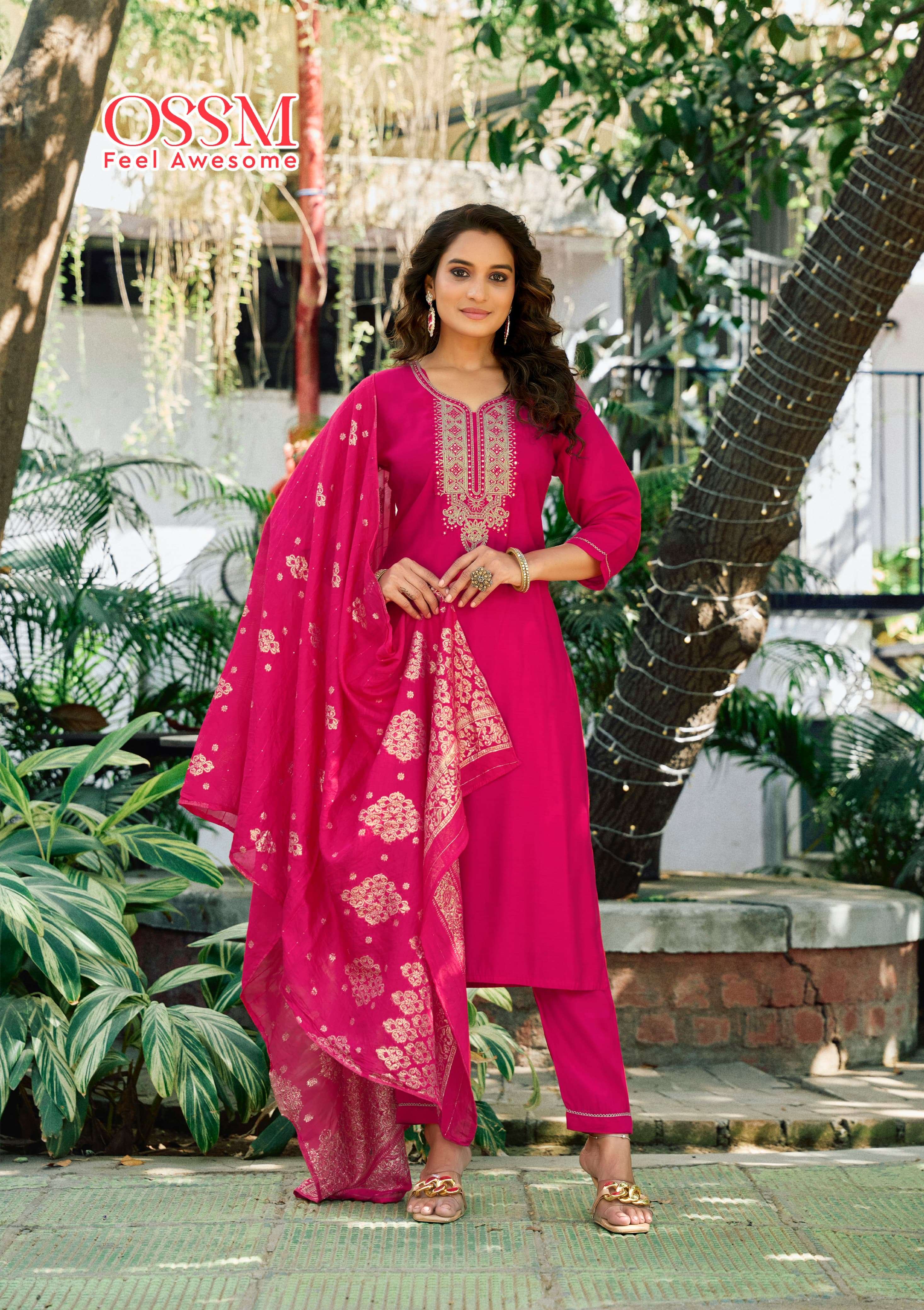 OSSM NARGIS VOL 2 VISCOSE FANCY WORKS KURTI COMBO SET 