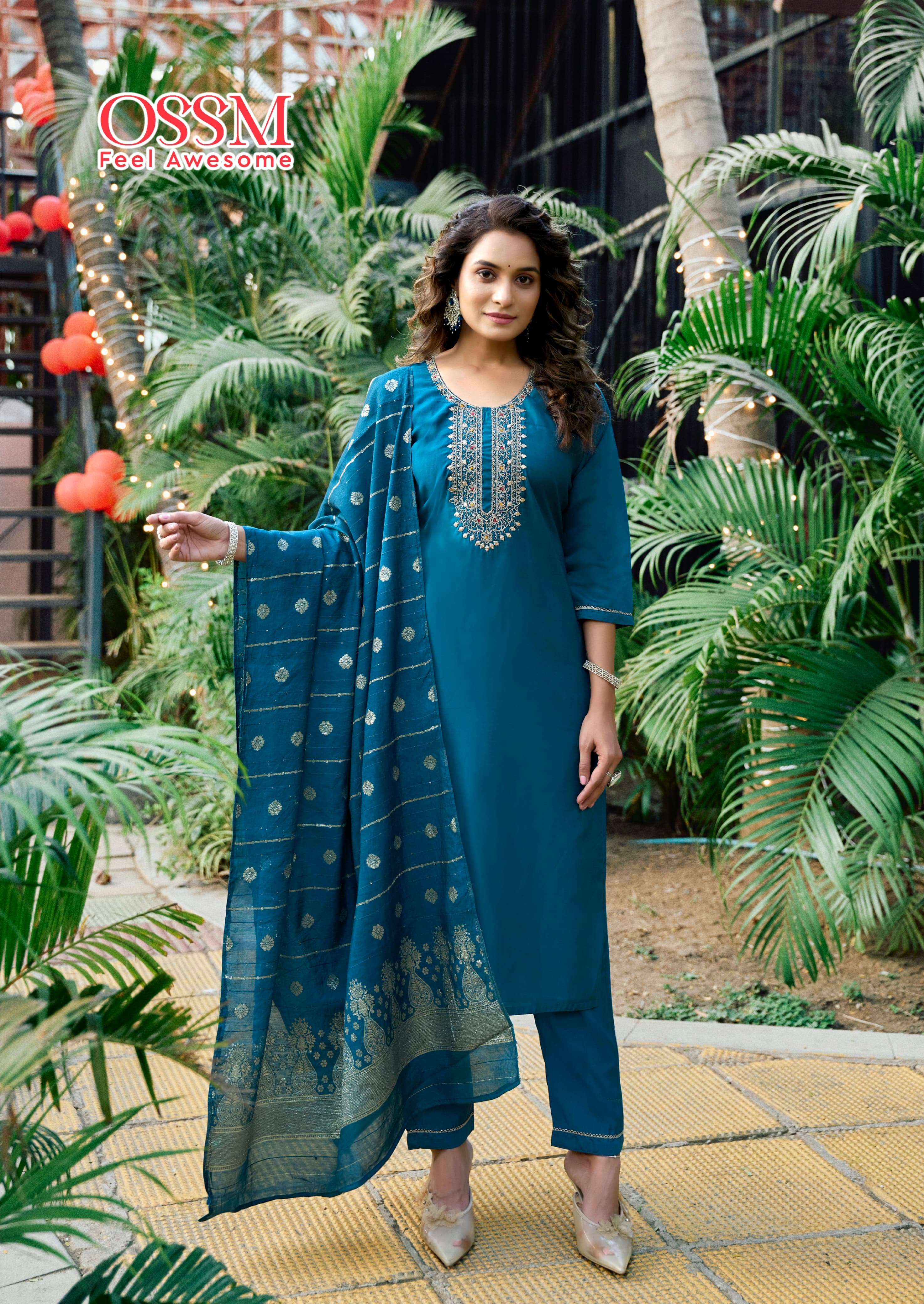 OSSM NARGIS VOL 2 VISCOSE FANCY WORKS KURTI COMBO SET 