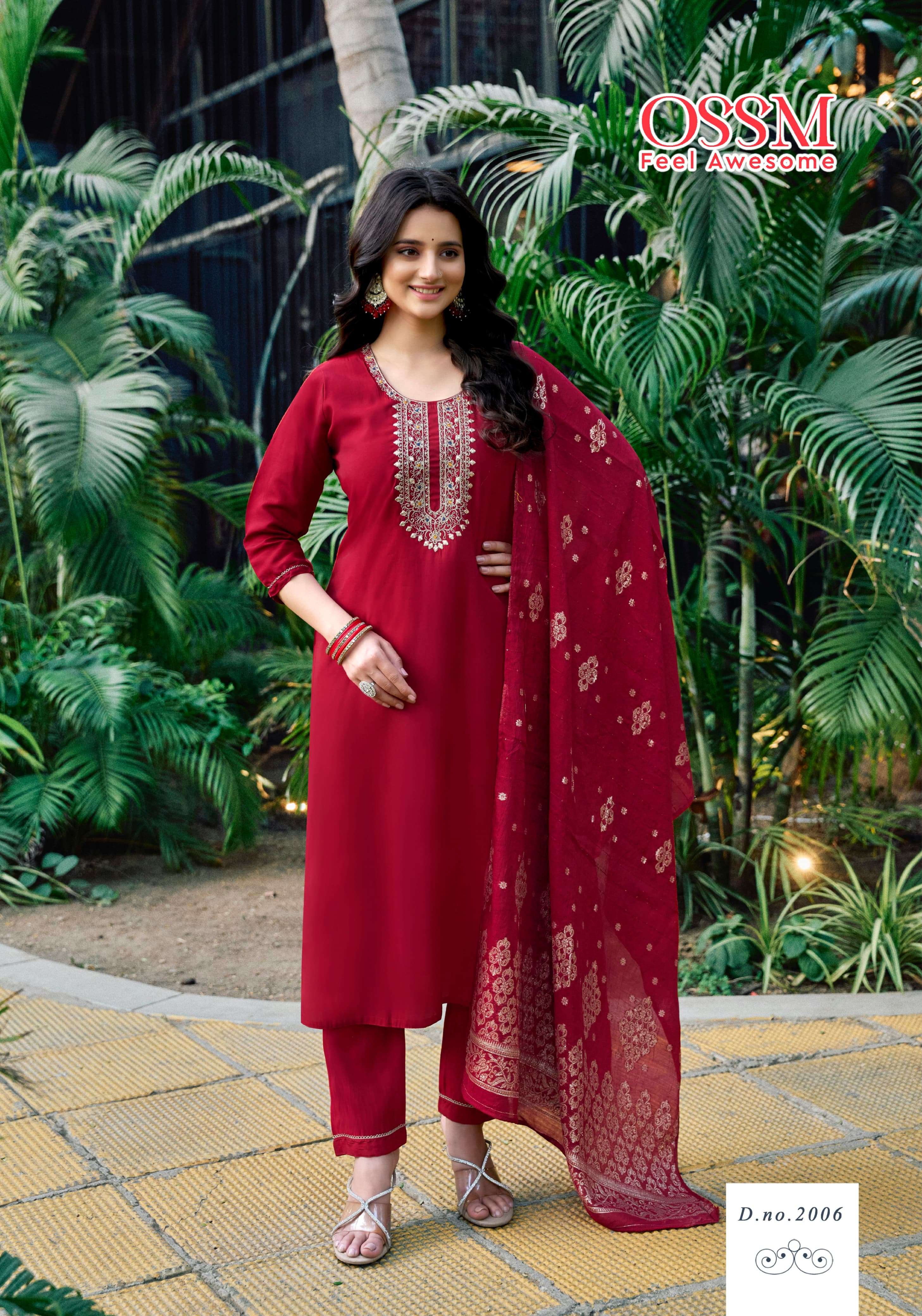 OSSM NARGIS VOL 2 VISCOSE FANCY WORKS KURTI COMBO SET 