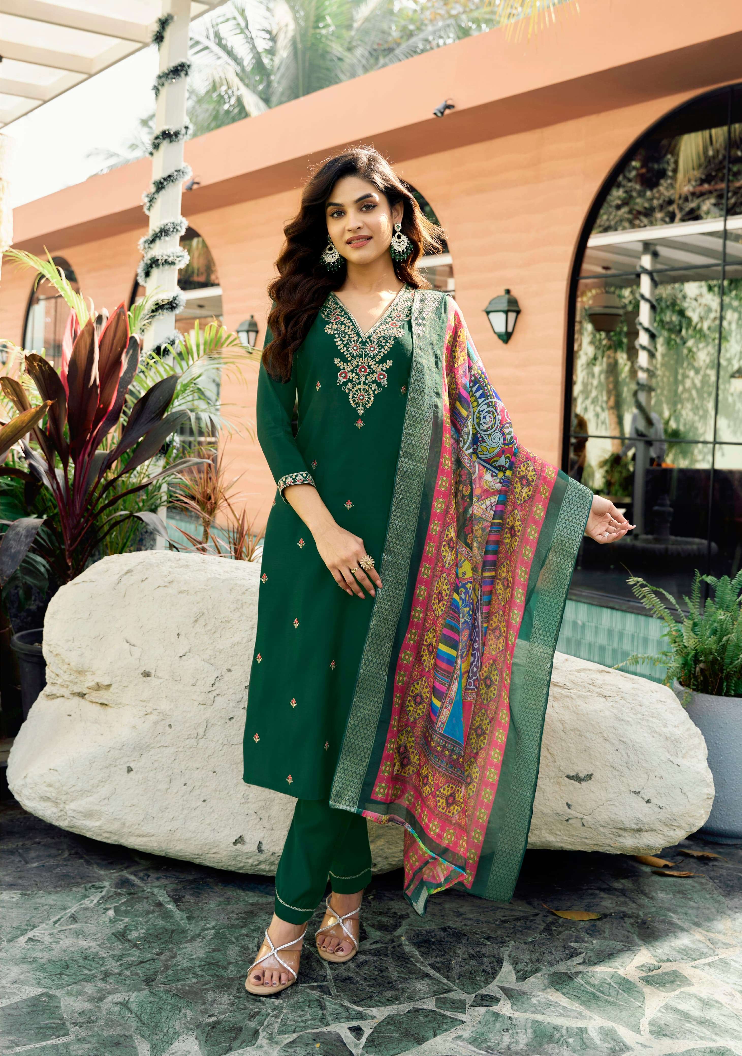 OSSM RANGAT SILK DESIGNER FANCY KURTI COMBO SET 