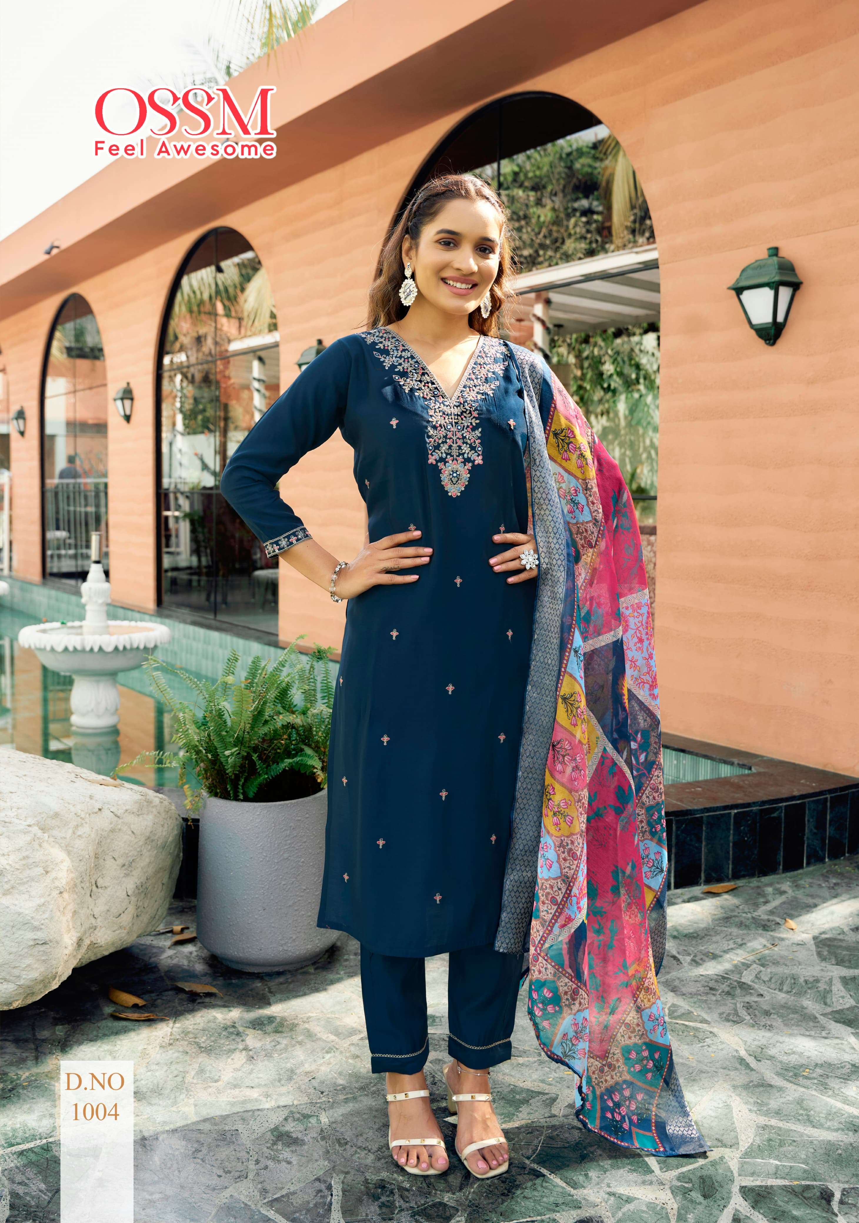 OSSM RANGAT SILK DESIGNER FANCY KURTI COMBO SET 
