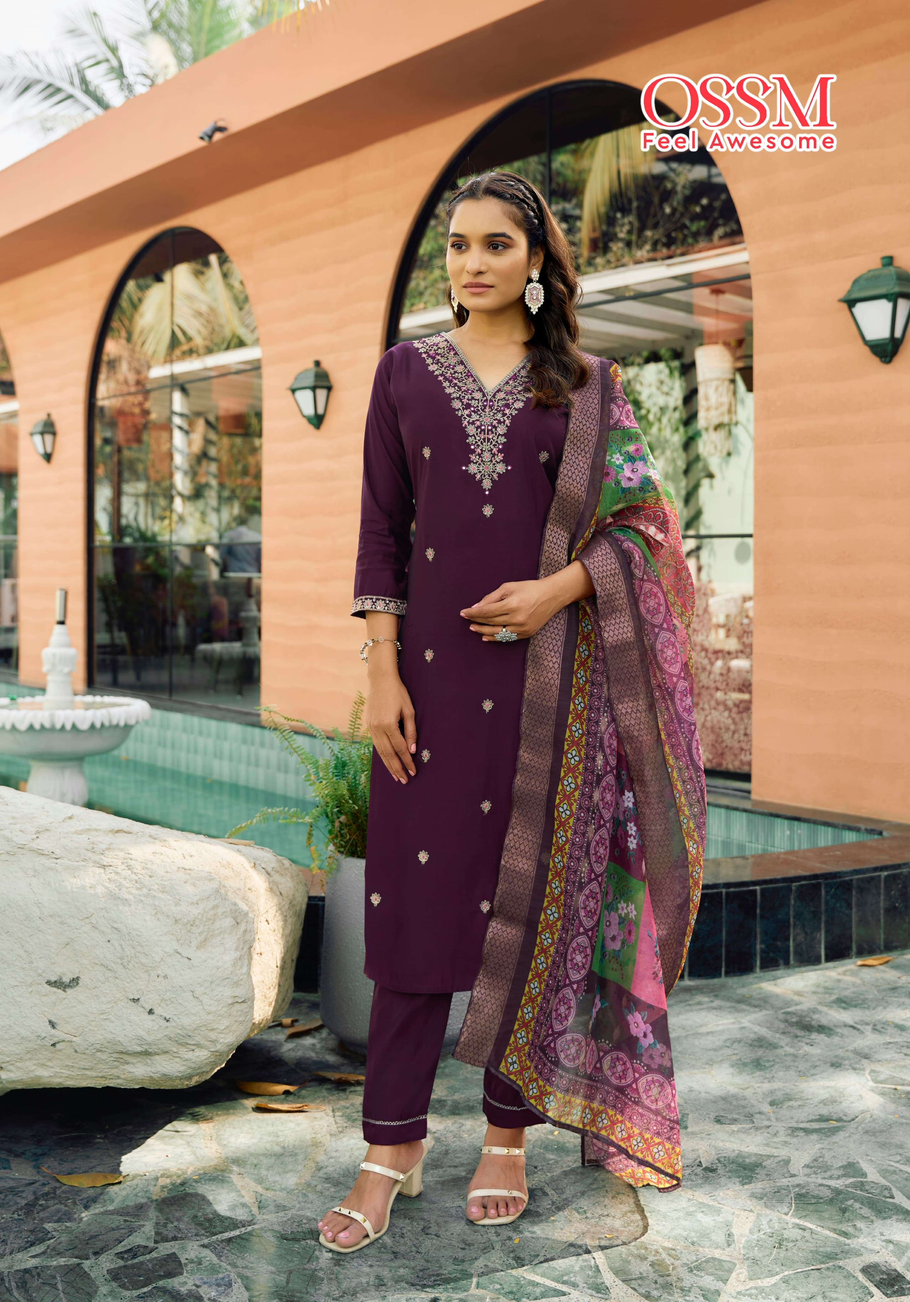 OSSM RANGAT SILK DESIGNER FANCY KURTI COMBO SET 