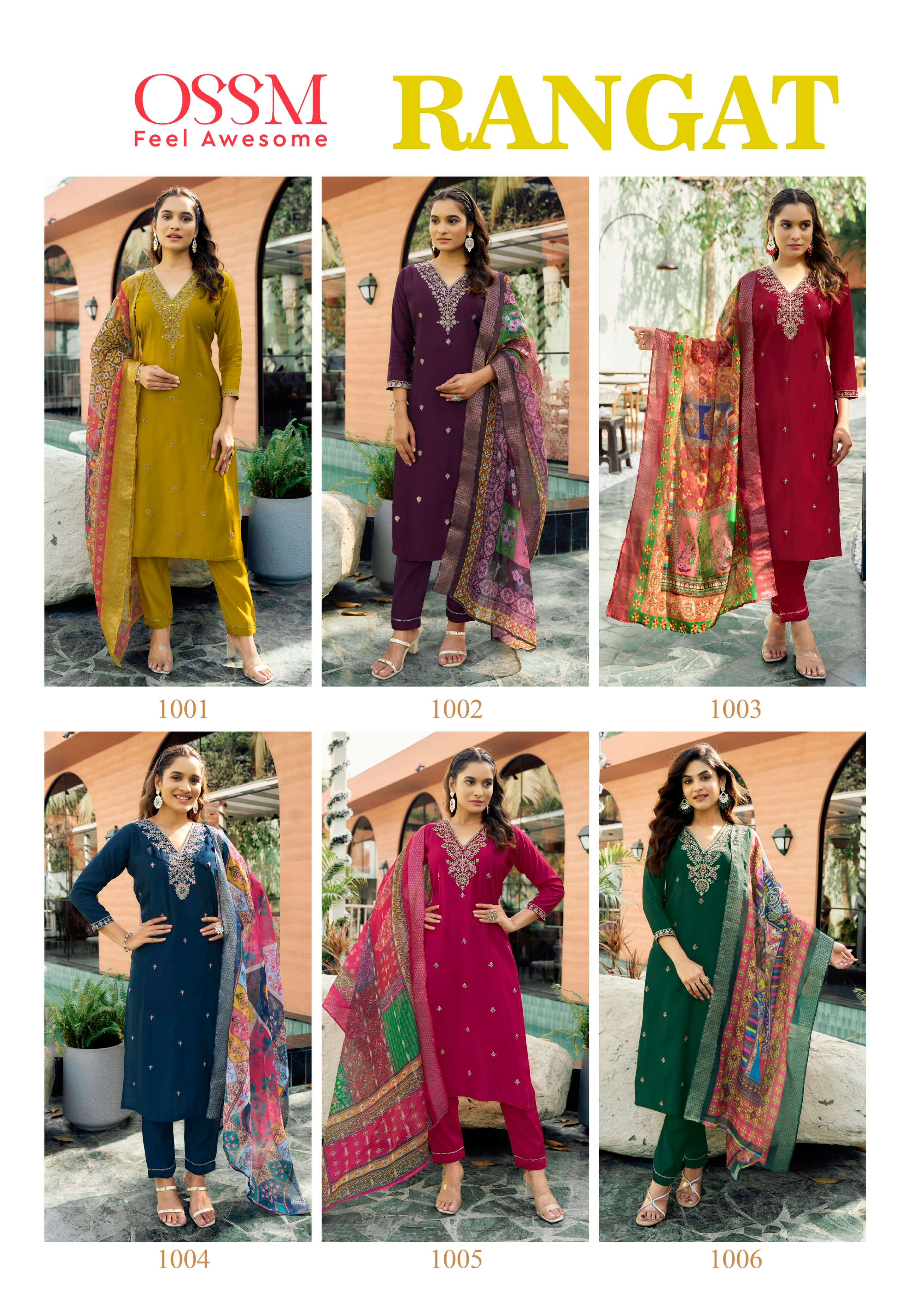OSSM RANGAT SILK DESIGNER FANCY KURTI COMBO SET 