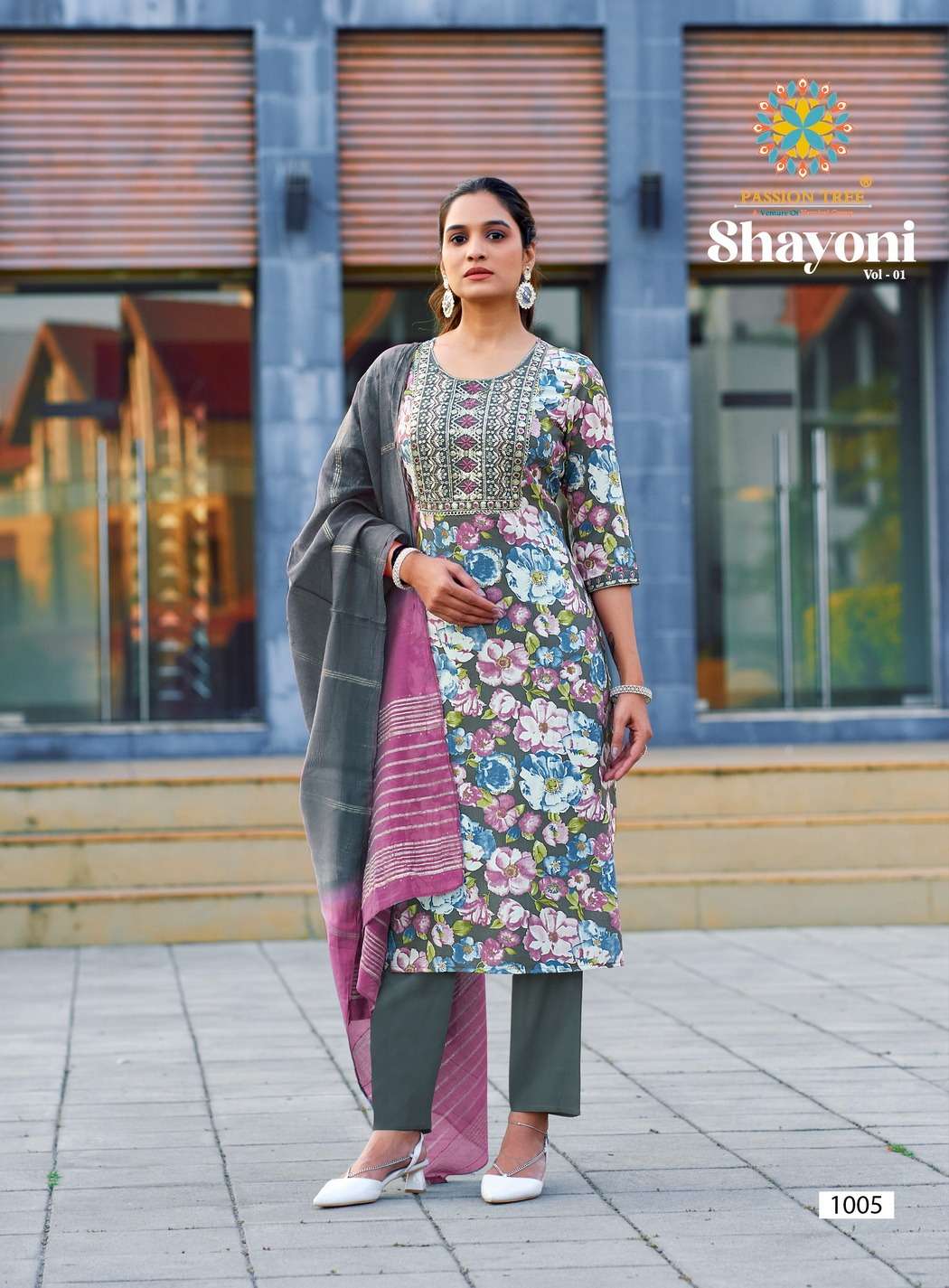 PASSION TREE SHAYONI VOL 1 STRAIGHT KURTI WITH PANT & DUPATTA SET