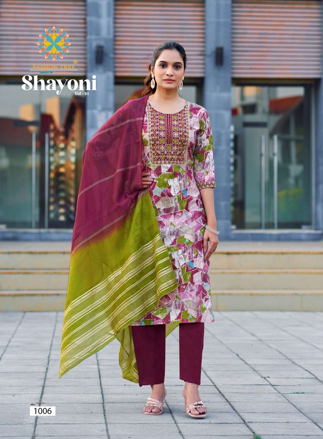 PASSION TREE SHAYONI VOL 1 STRAIGHT KURTI WITH PANT & DUPATTA SET