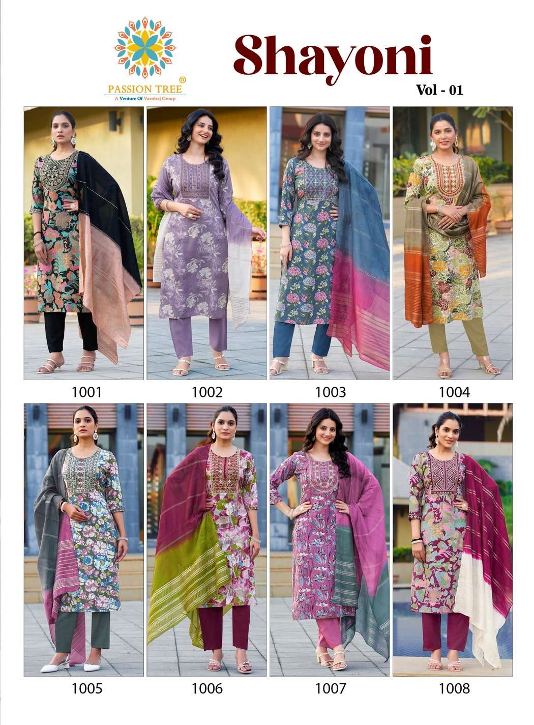 PASSION TREE SHAYONI VOL 1 STRAIGHT KURTI WITH PANT & DUPATTA SET