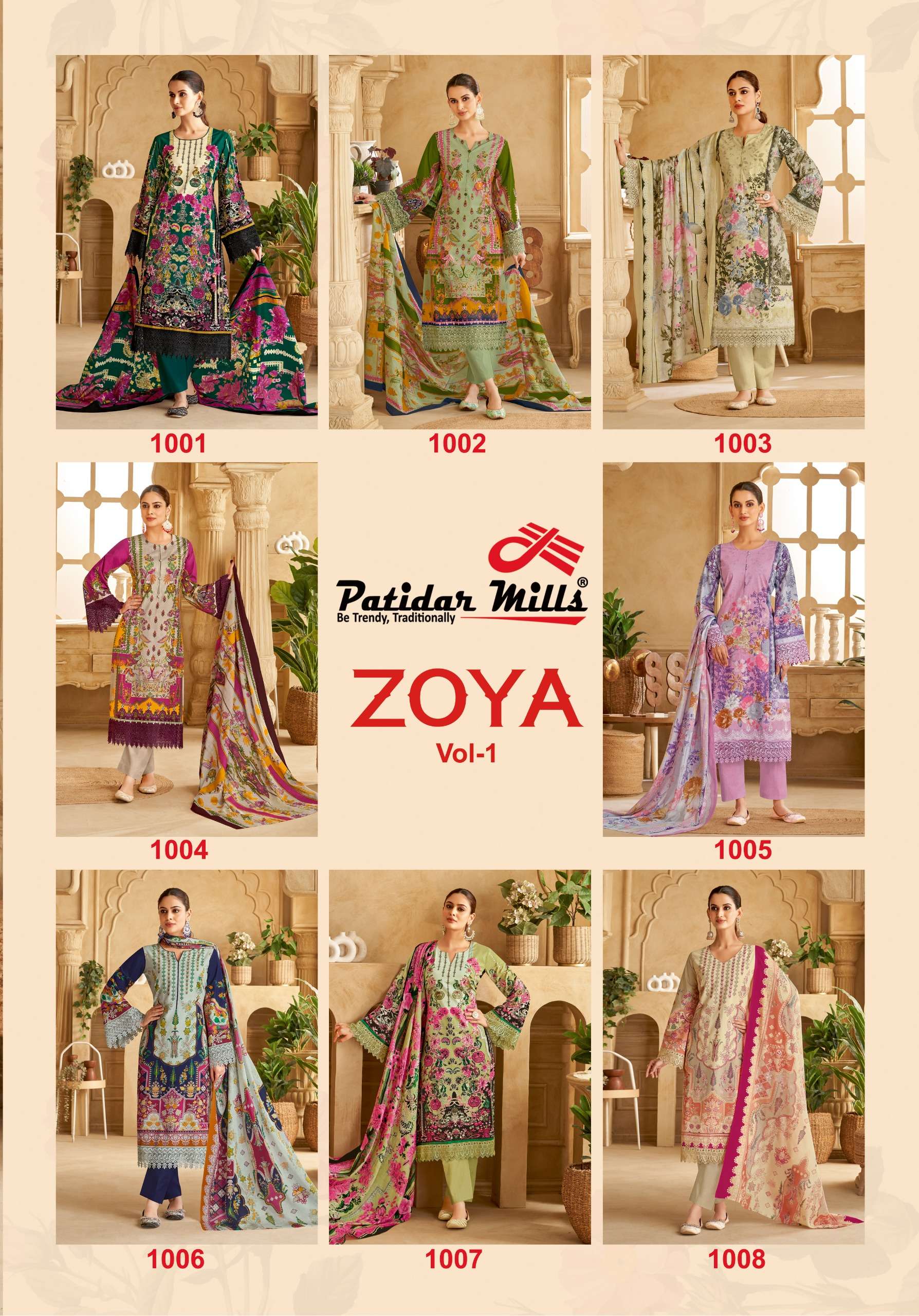 PATIDAR MILLS ZOYA VOL 1 COTTON DIGITAL KARACHI PRINT SALWAR SUIT