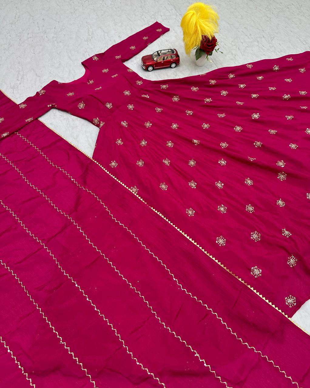 PC 482 SILK SEQUENCE EMBROIDERED WORK GOWN WITH DUPATTA SET