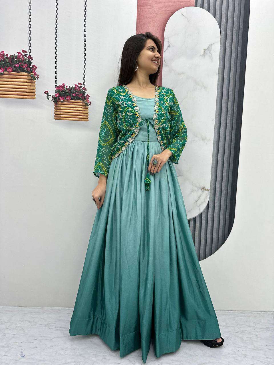 RAM 042 FANCY SHADED FABRIC GOWN WITH JACKET 