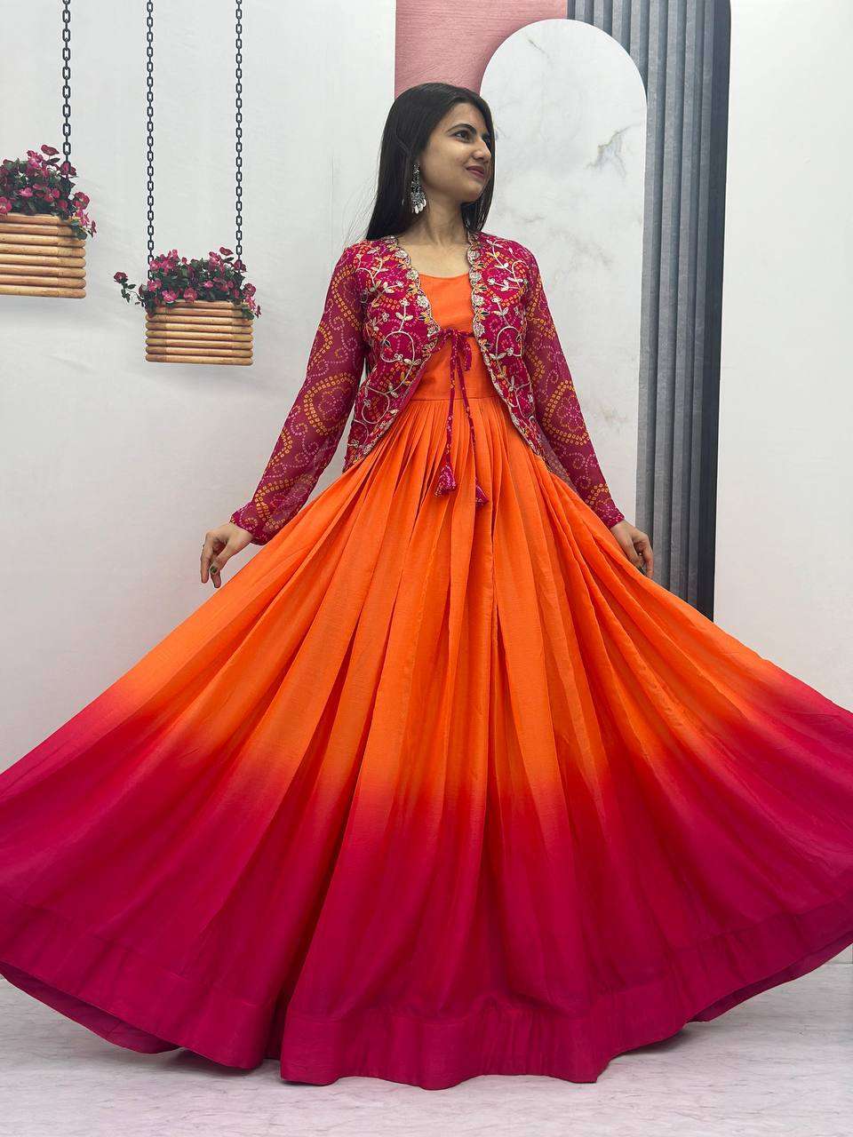 RAM 042 FANCY SHADED FABRIC GOWN WITH JACKET 