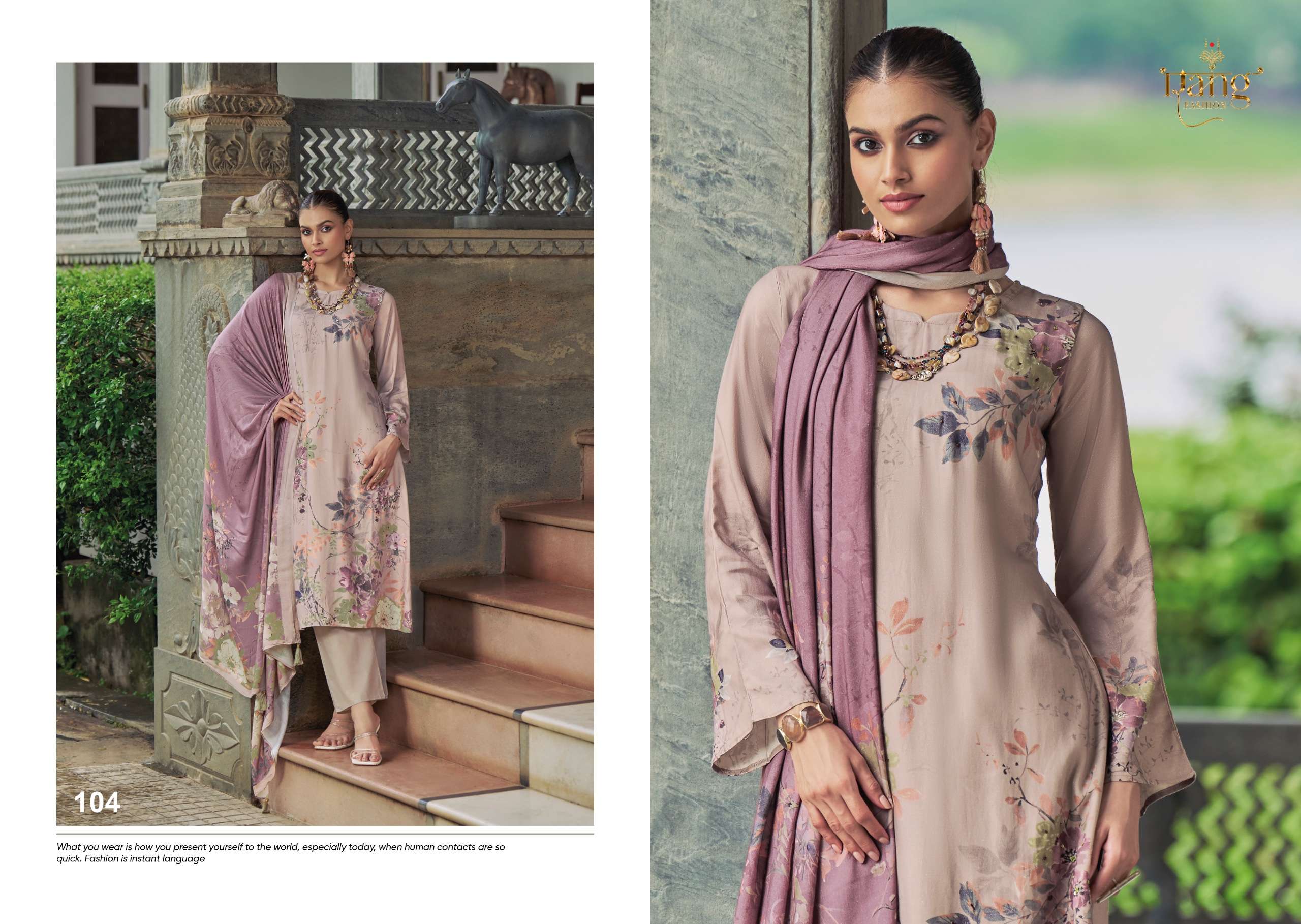 RANG FASHION VENETIAN VOL 2 VISCOSE DIGITAL PRINT WITH FANCY WORK SUIT
