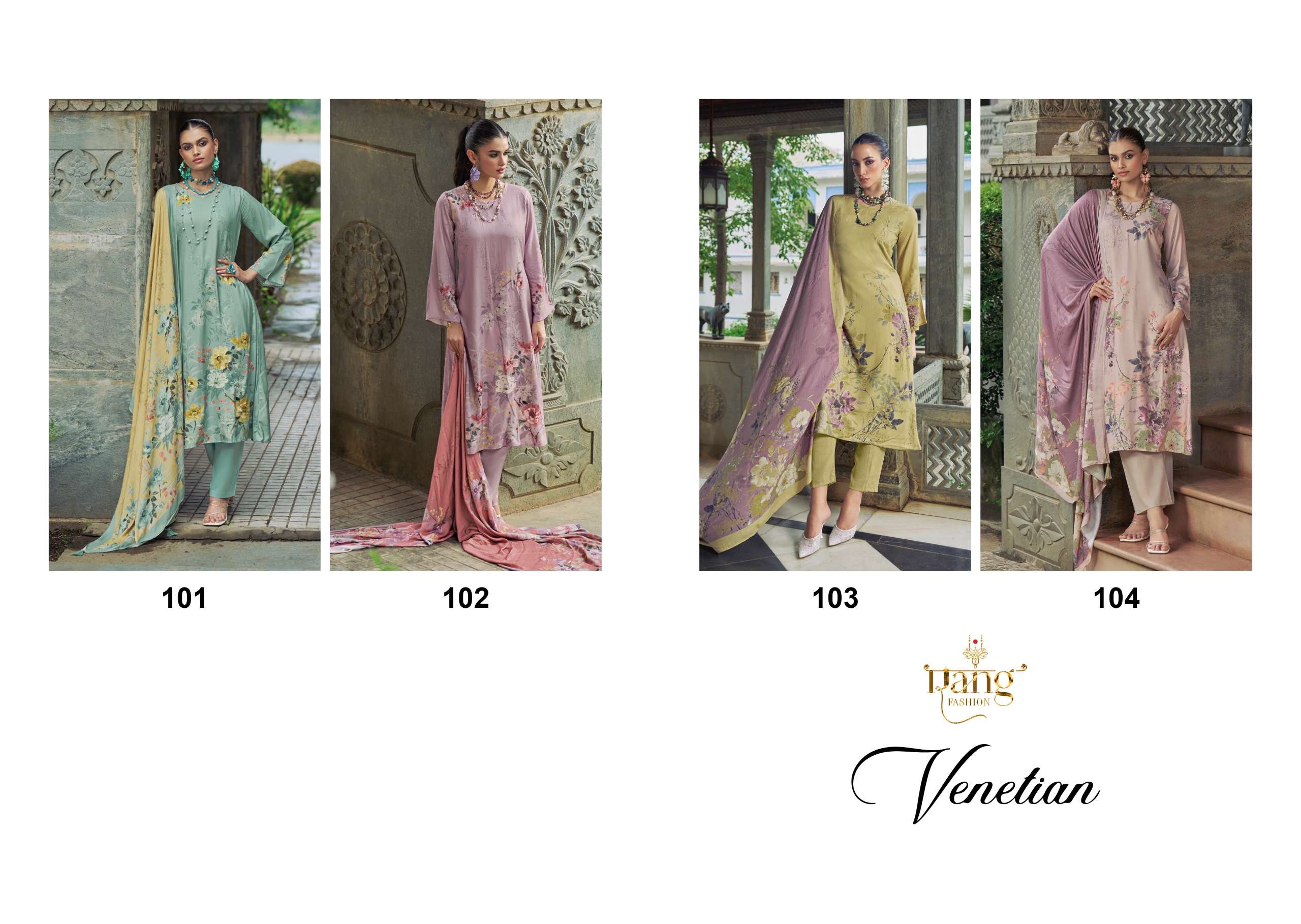 RANG FASHION VENETIAN VOL 2 VISCOSE DIGITAL PRINT WITH FANCY WORK SUIT
