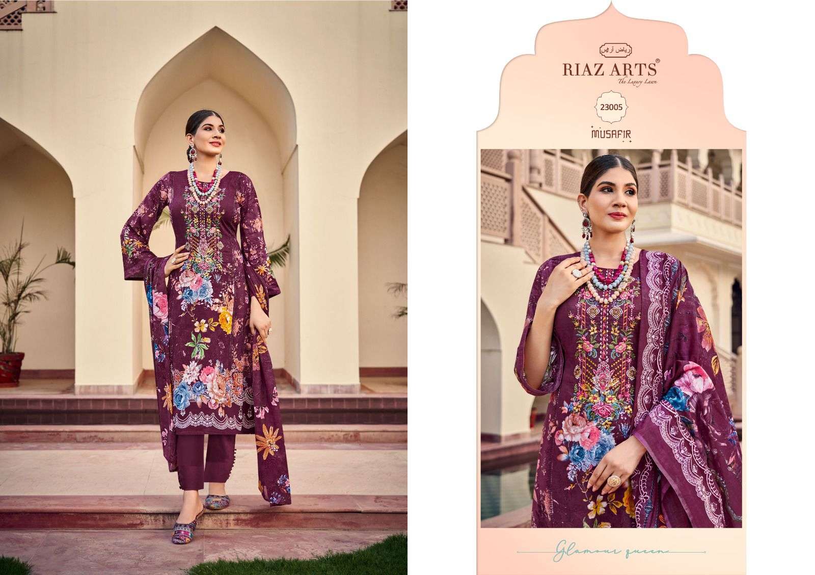 RIAZ ARTS MUSAFIR VOL 15 LAWN COTTON DIGITAL PRINT WITH FANCY WORK SUIT