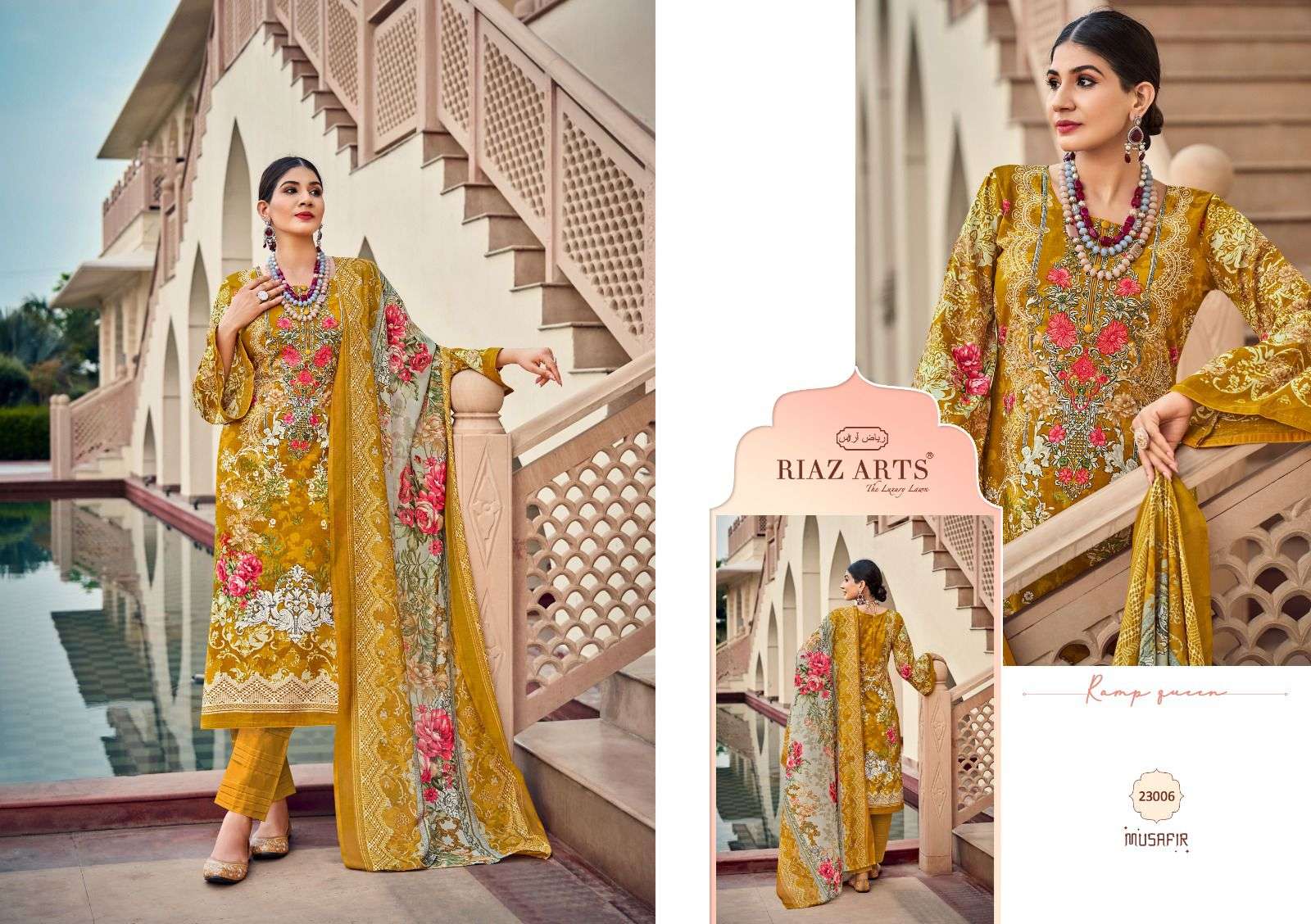 RIAZ ARTS MUSAFIR VOL 15 LAWN COTTON DIGITAL PRINT WITH FANCY WORK SUIT
