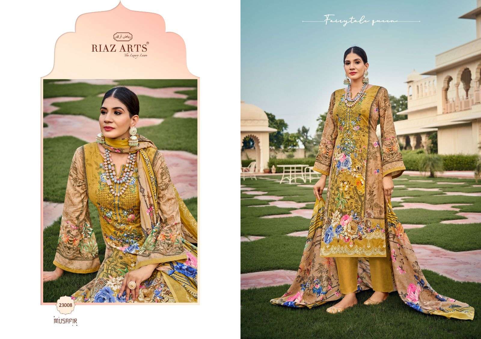RIAZ ARTS MUSAFIR VOL 15 LAWN COTTON DIGITAL PRINT WITH FANCY WORK SUIT