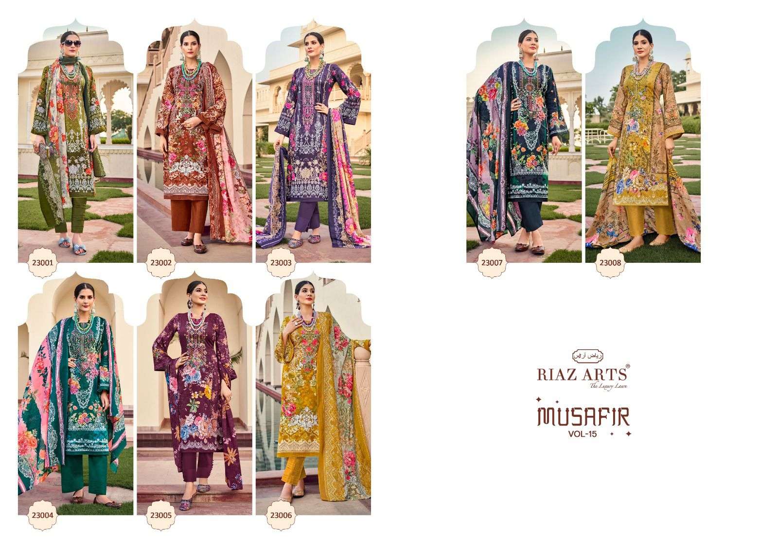 RIAZ ARTS MUSAFIR VOL 15 LAWN COTTON DIGITAL PRINT WITH FANCY WORK SUIT