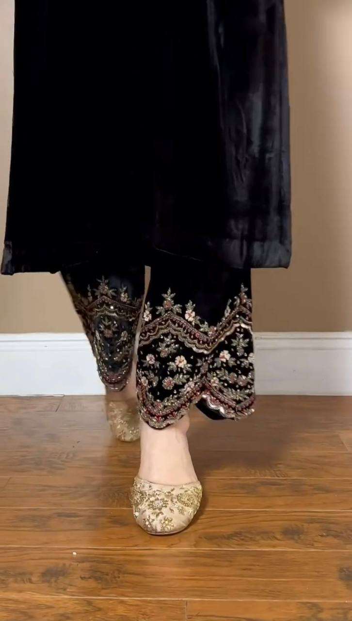 RTC 5810 VELVET BEAUTIFUL DESIGNER WORK KURTI WITH PENT SET 