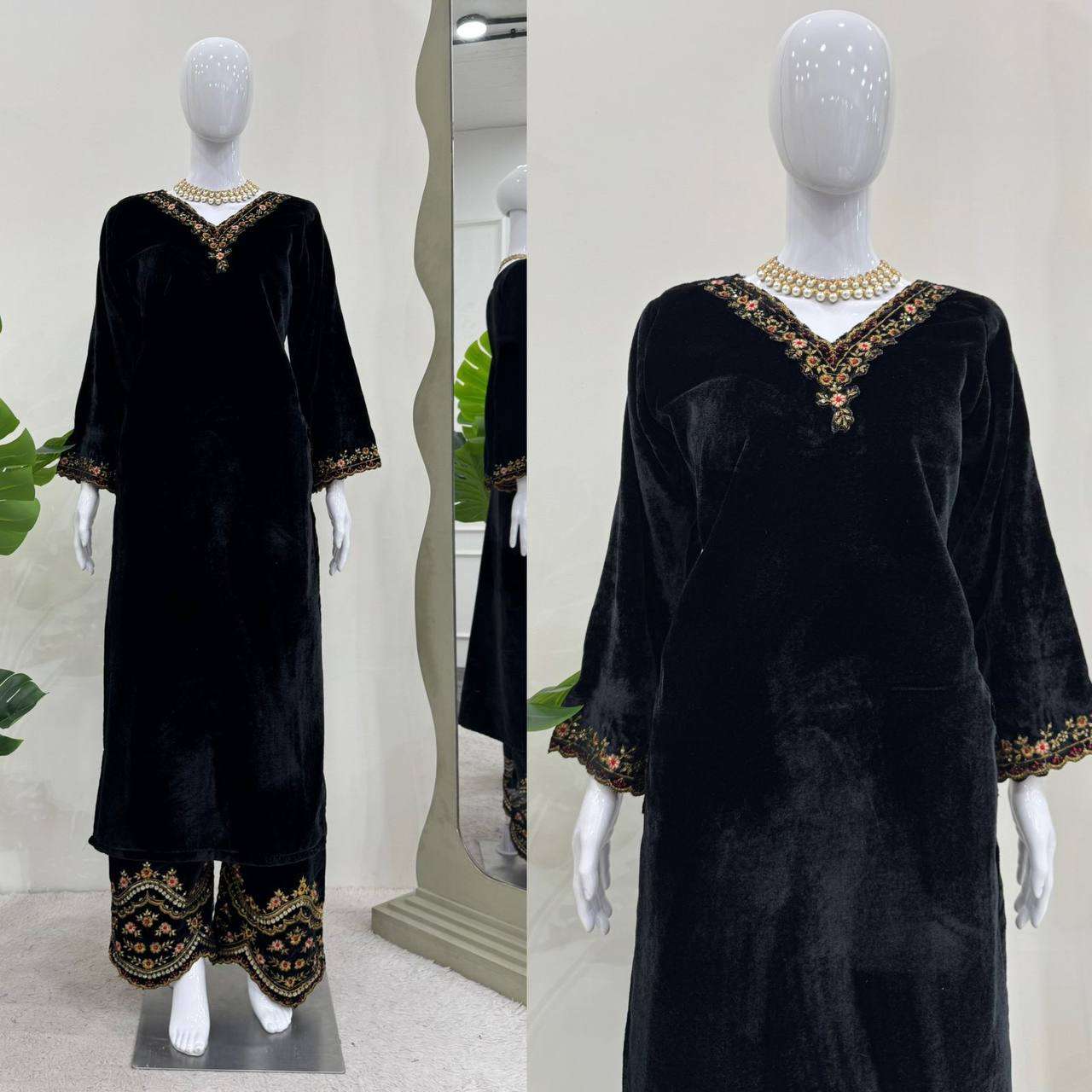 RTC 5810 VELVET BEAUTIFUL DESIGNER WORK KURTI WITH PENT SET 