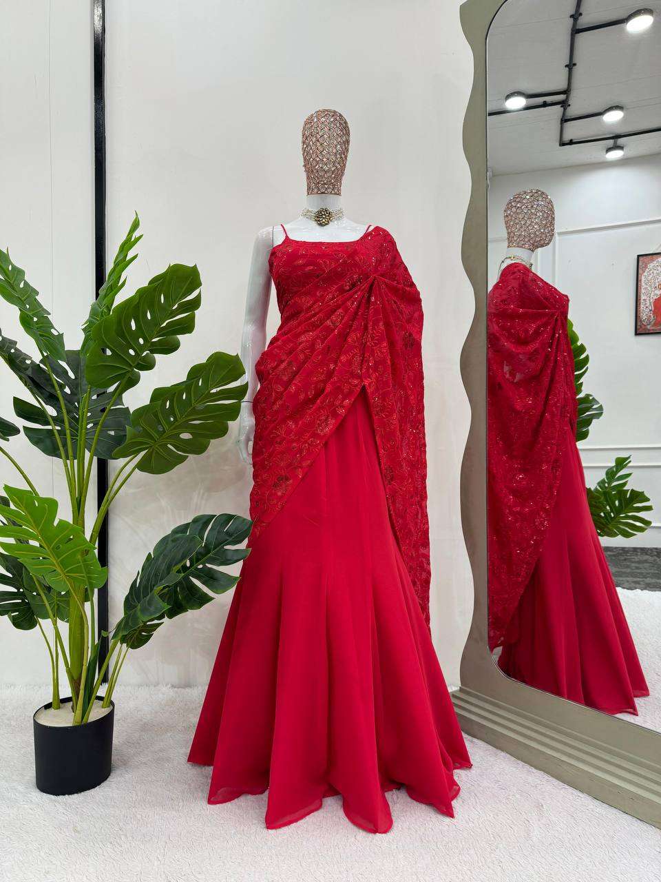 RTC 6478 RED ROSE SHADE BEAUTIFUL DESIGNER SAREE