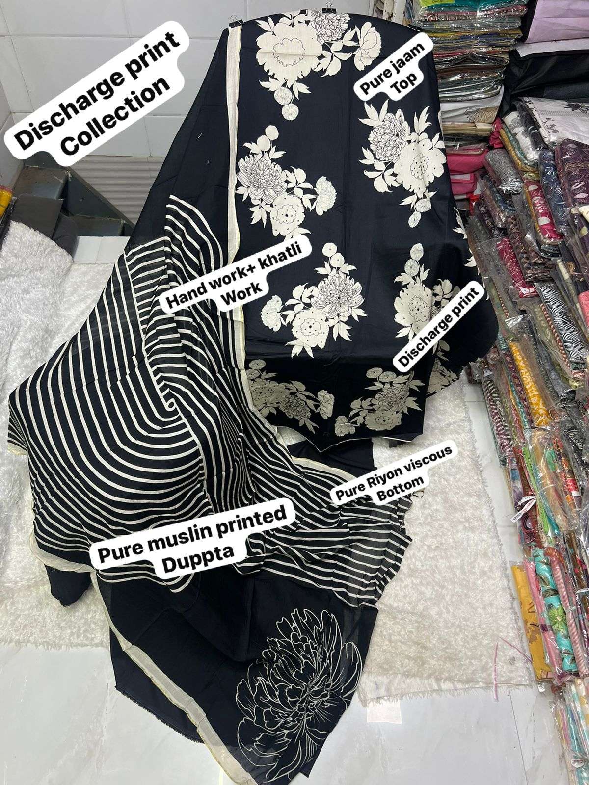 SAPPHIRE DISCHARGE PRINT COLLECTION JAM COTTON FANCY WORK SALWAR KAMEEZ 