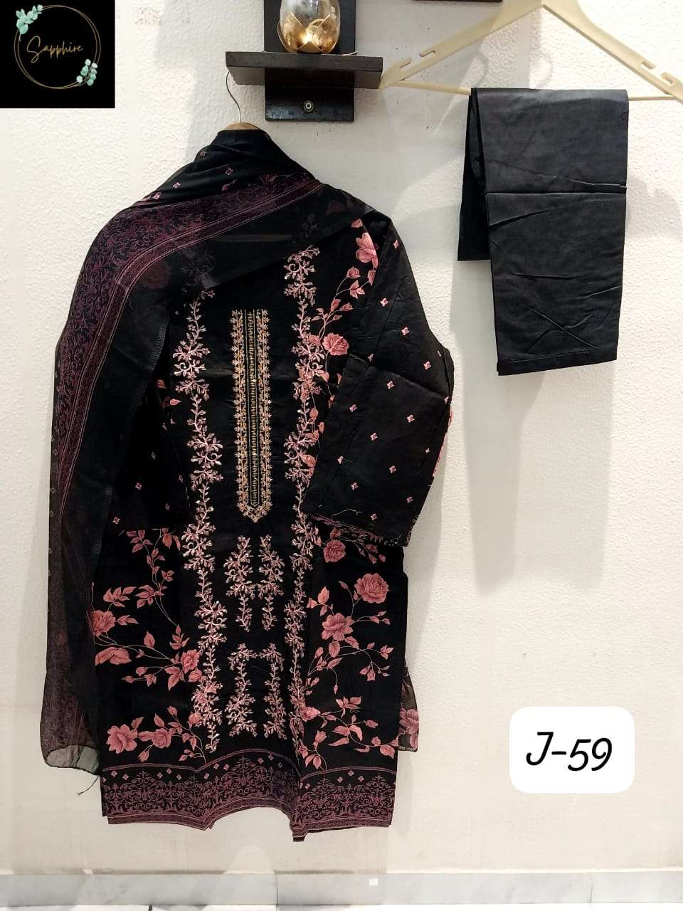 SAPPHIRE JAZMIN J 59 LAWN COTTON FANCY EMBROIDERY WORK SUIT