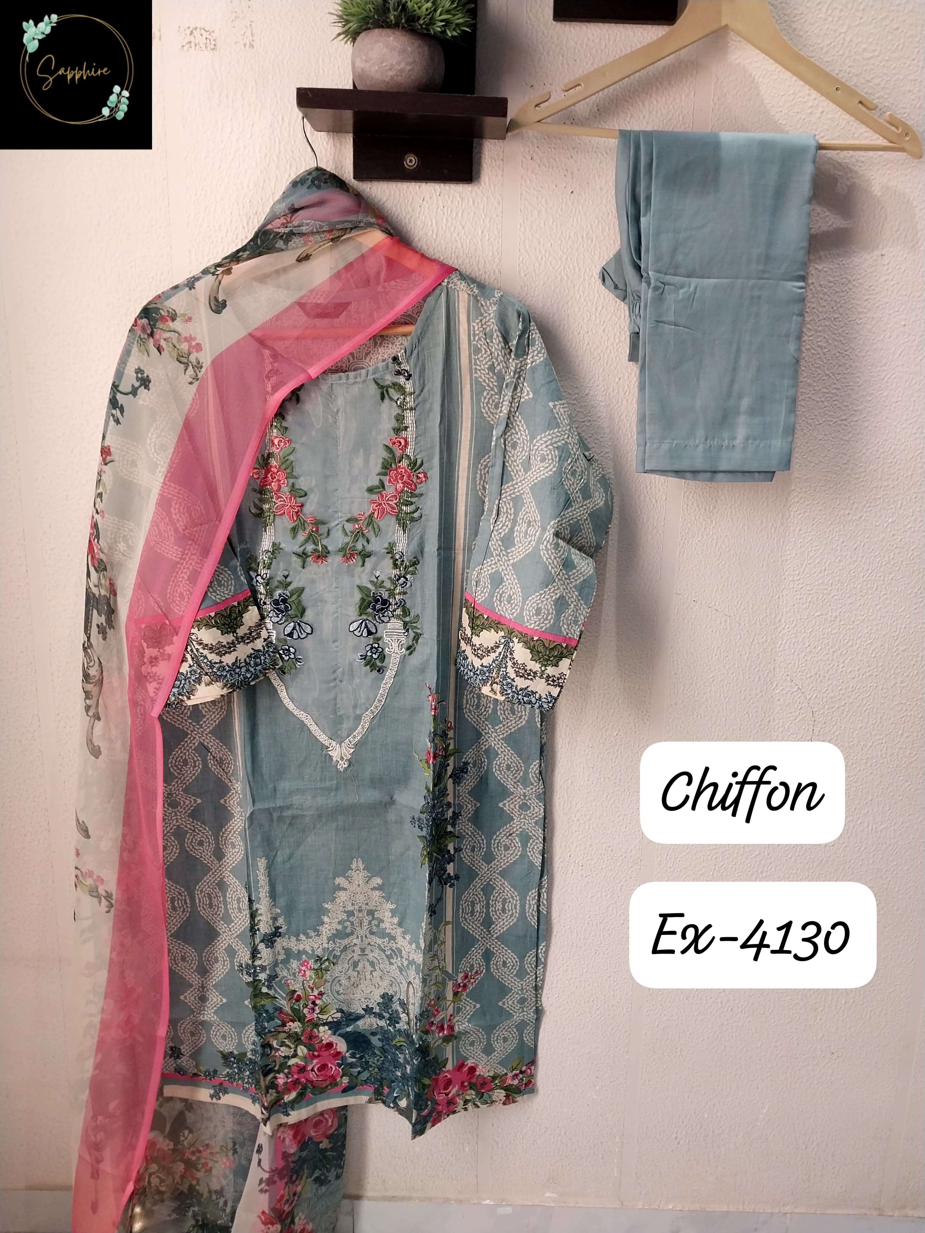 SAPPHIRE JAZMIN SUPER HIT COLLECTION VOL 3 LAWN COTTON DESIGNER WORK SUIT