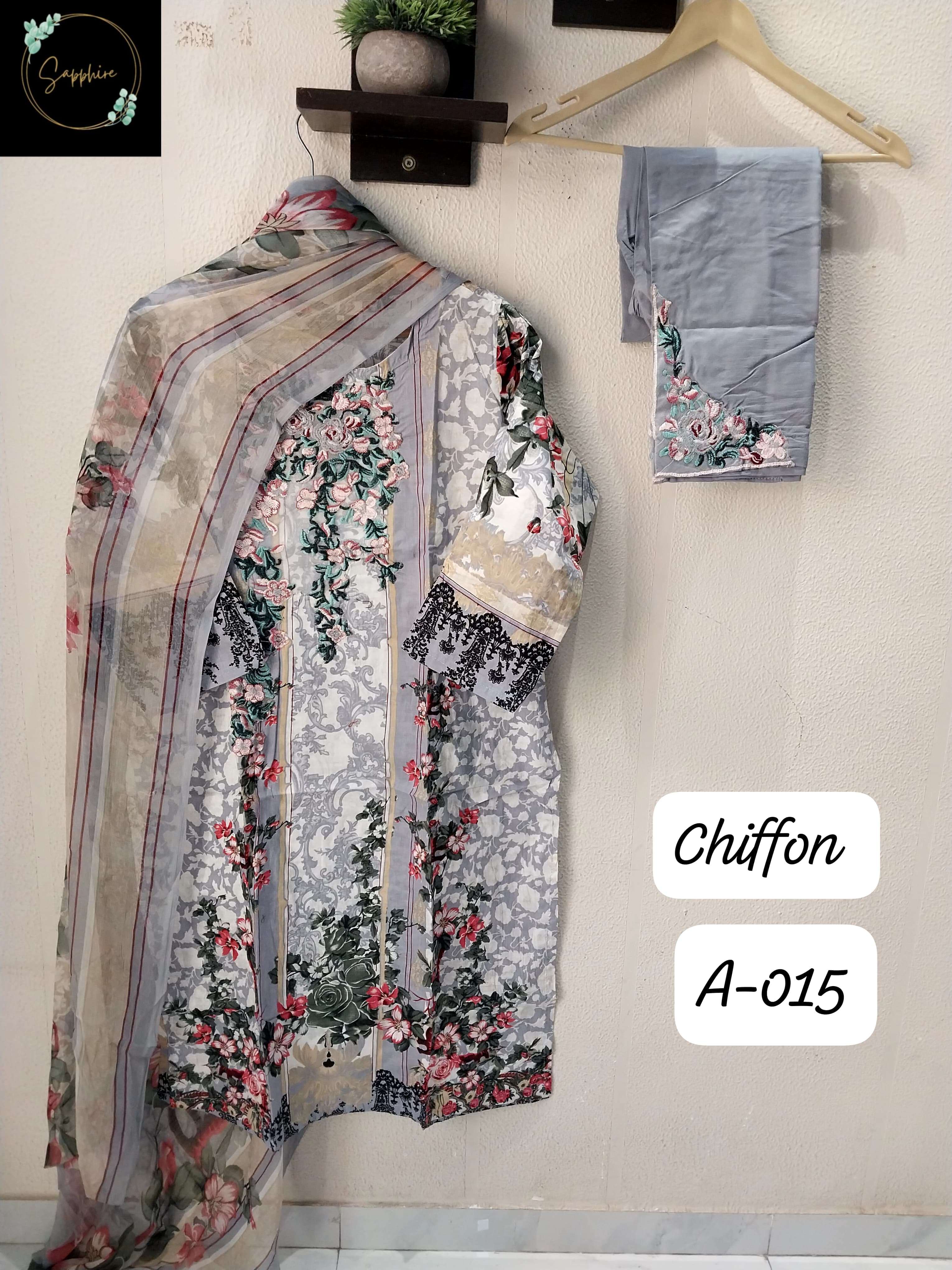 SAPPHIRE JAZMIN SUPER HIT COLLECTION VOL 3 LAWN COTTON DESIGNER WORK SUIT